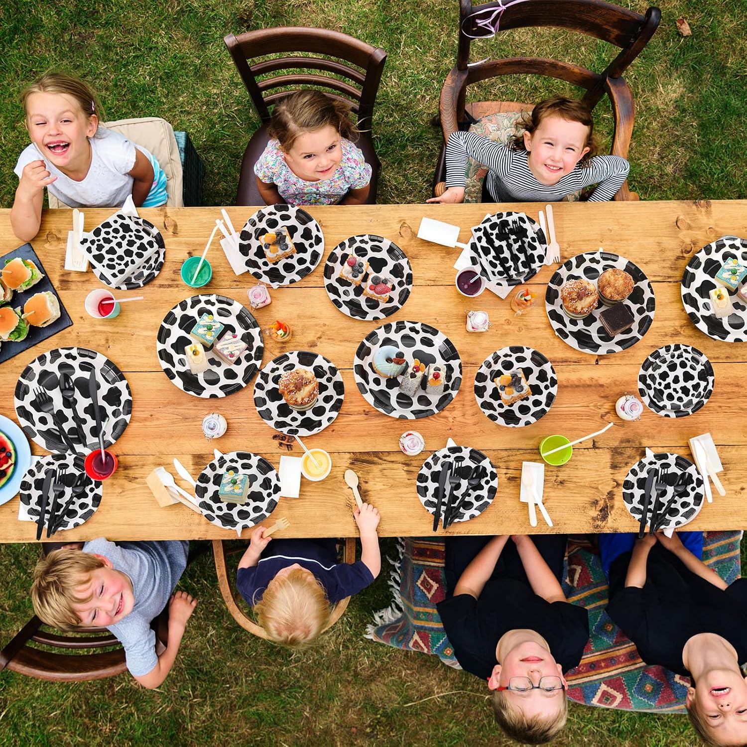 Layhit 160 Pcs Cow Print Birthday Party Supplies Includes Cow Paper Plates Party Tableware Napkins Disposable Plastic Forks Serves 40 Guests for Baby Shower Farm Animal Birthday - Image 4