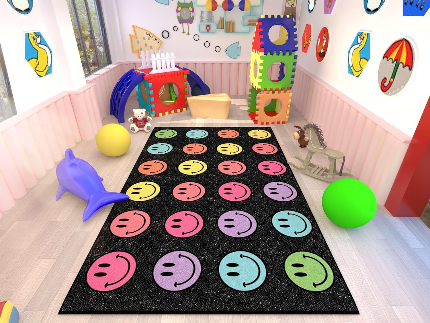 OLEEK Large Classroom Rug Elementary 8x13 - Classroom Rugs for Kids Room - Classroom Carpet Elementary - Kids playroom Rug 8 x 13 - Preschool Rugs for Classroom - Schoolgirl Style Classroom Decor