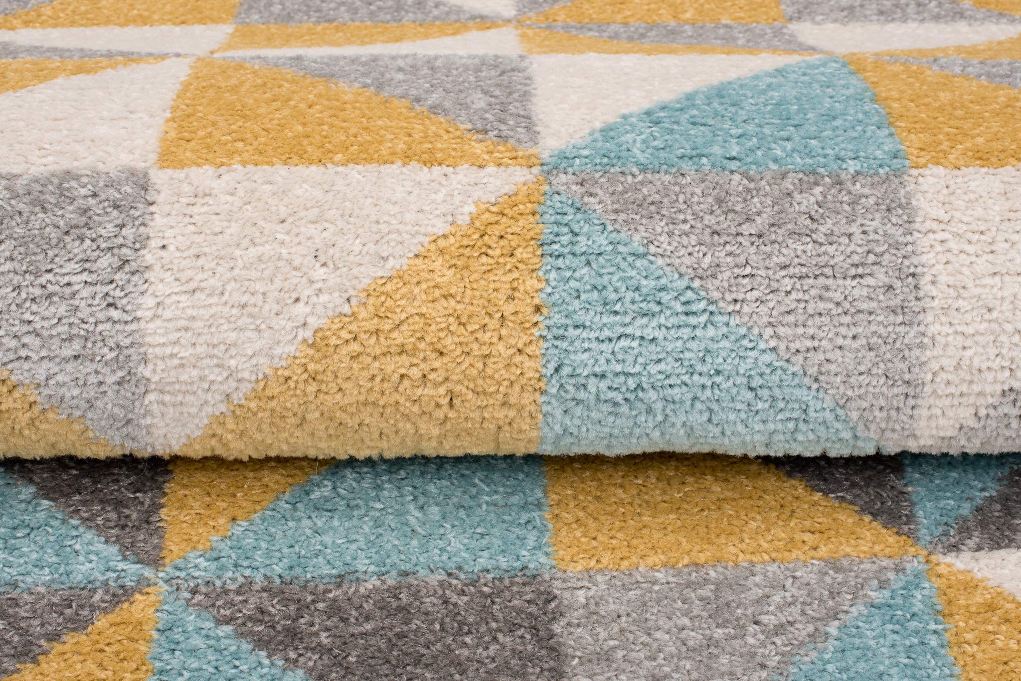 Carpeto Rugs Alfombra Moderna de Salón Grande y Dormitorio de Pelo Largo - Alfombras de Habitación Juveniles e Infantiles, para Bebés, Niñas y Niños - Amarillo Turquesa Gris - 160 x 220 cm