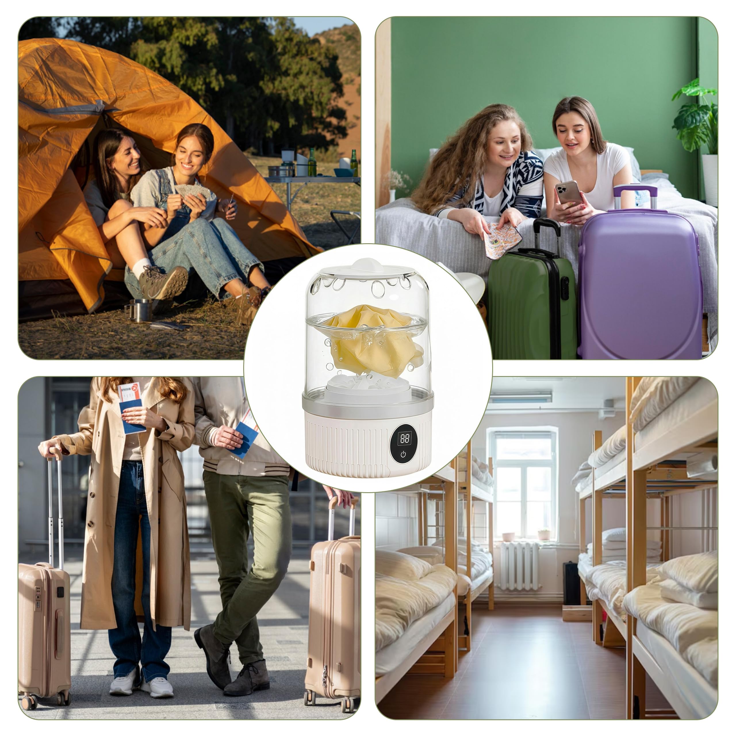 Mini-Waschmaschine, 2 Modi Tragbare Waschmaschine für Camping Reisen Hotel, 15W 1L Unterwäsche-Waschmaschine, Wiederaufladbar Kleine Mobile Waschmaschine für Babykleidung, BHs, Unterwäsche, Socken