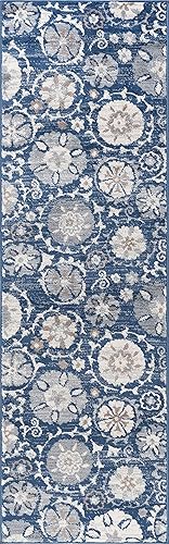 Miniatura 7 de Tayse Alfombra redonda moderna azul marino de 5.9 ft, alfombra de área para interiores, sala de estar, comedor, dormitorio, cocina, entrada,