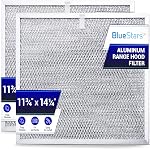 [UPGRADED] BlueStars 2 PACKS BPS1FA30 Aluminum Mesh Range Hood Filter Grease Filter 99010299 11-3/4" X 14-1/4" X 3/8" Replacement part for Broan, NuTone Allure Range Hoods