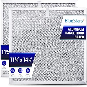 [UPGRADED] BlueStars 2 PACKS BPS1FA30 Aluminum Mesh Range Hood Filter Grease Filter 99010299 11-3/4" X 14-1/4" X 3/8" Replacement part for Broan, NuTone Allure Range Hoods