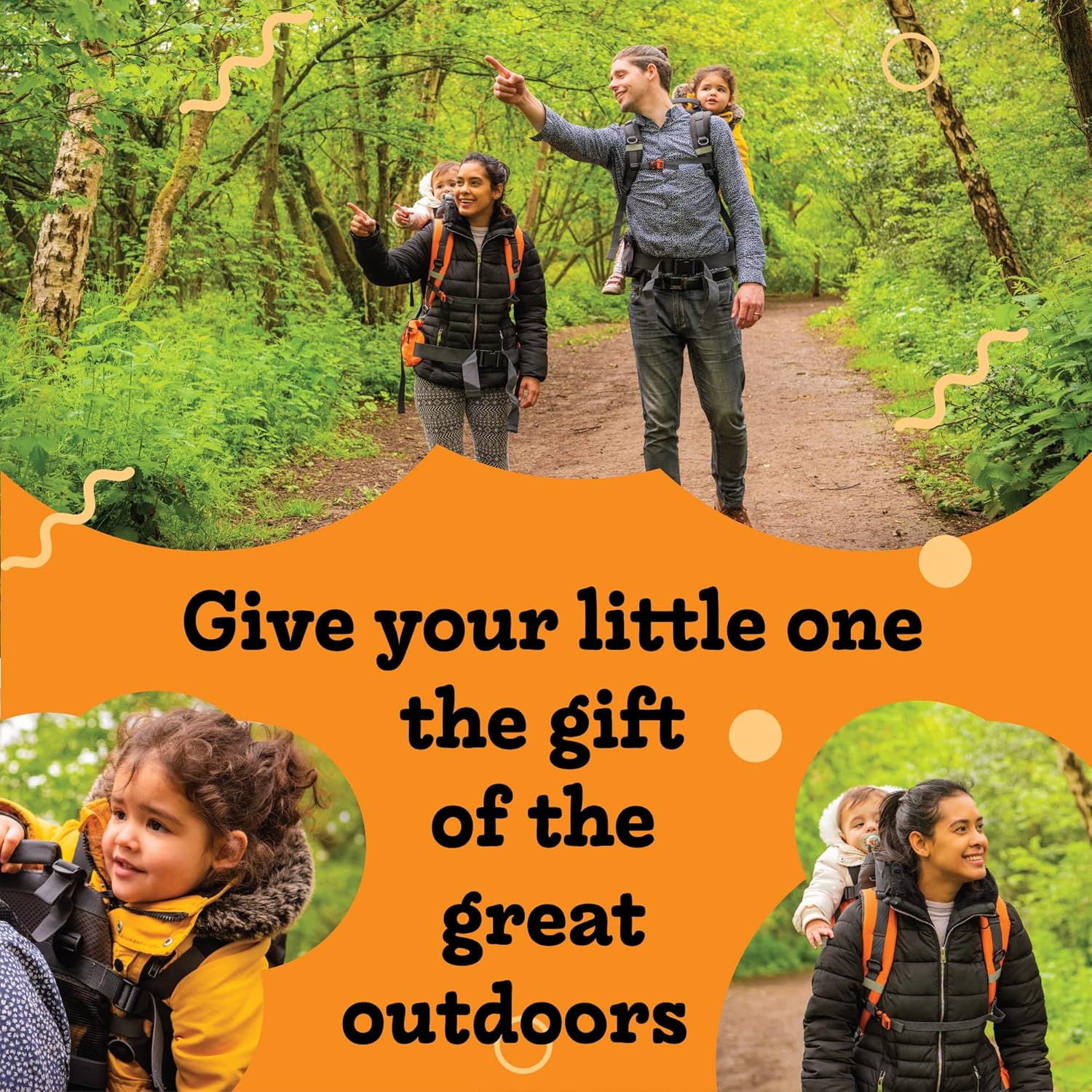 Luvdbaby Hiking Baby Carrier Backpack - Comfortable Baby Backpack Carrier - Toddler Hiking Backpack Carrier - Child Carrier Backpack System with Diaper Change Pad, Insulated Pocket, Rain and Sun Hood Orange/Grey