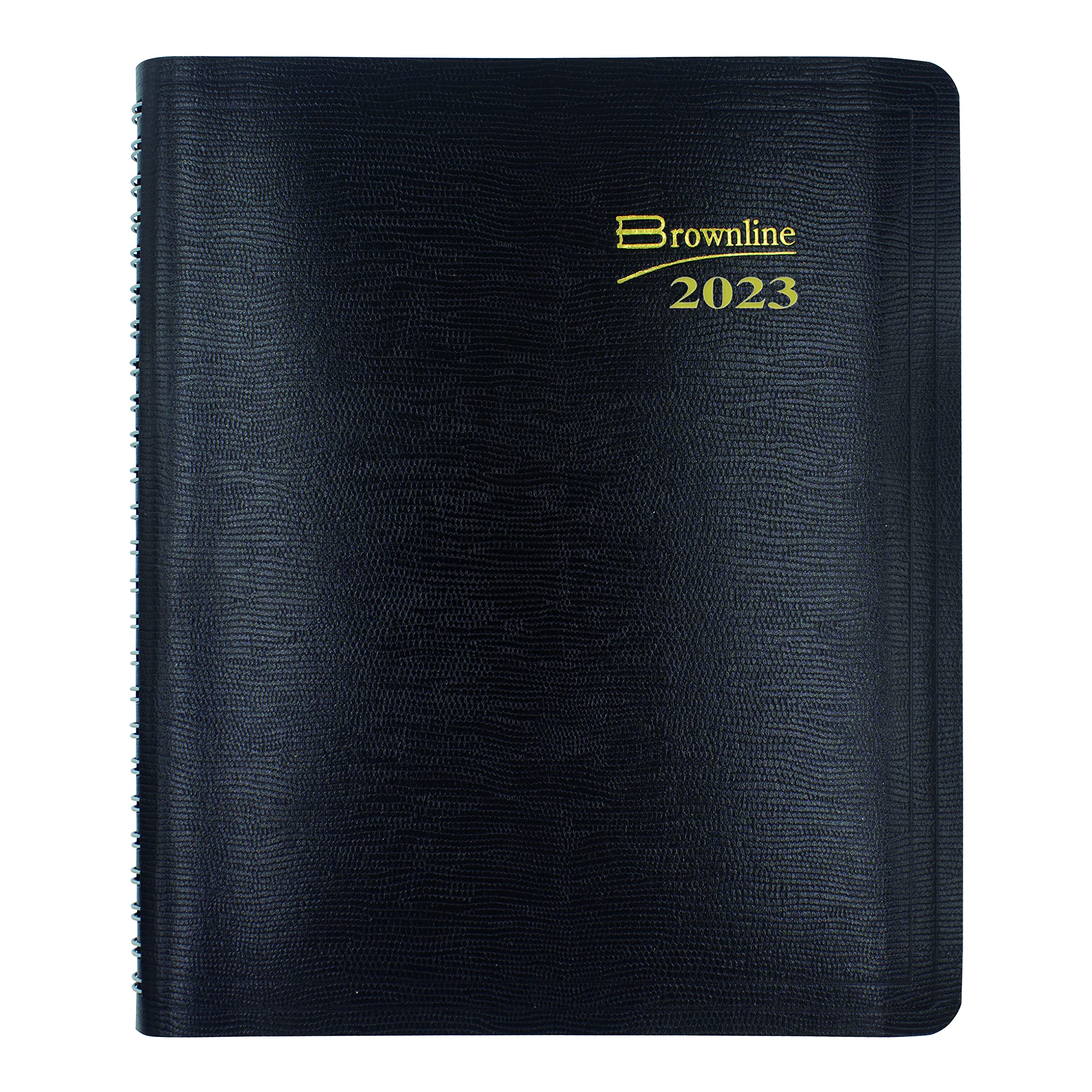 Brownline2023 Essential Weekly/Monthly Planner, 12 Months, January to December, Twin-Wire Binding, 8.5" x 6.75", Black (CB850.BLK-23)