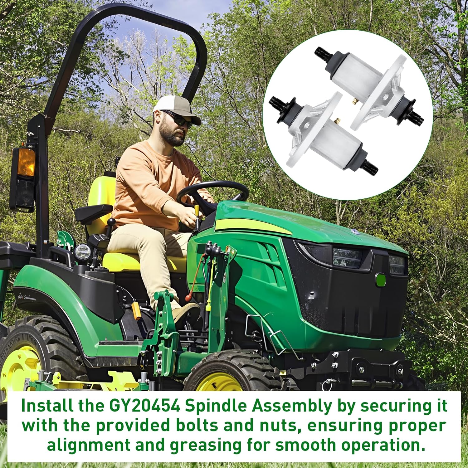 GY20454 Spindle Assembly Compatible with John Dee re LA135 LA115 LA125 LA145 LA105 LA130 D140 D130 D105 D110 L110 X110 42" 48" Lawn Mower Tractors, Replace GY20962 GY20867 GY21098 AUC15811 1-Pack