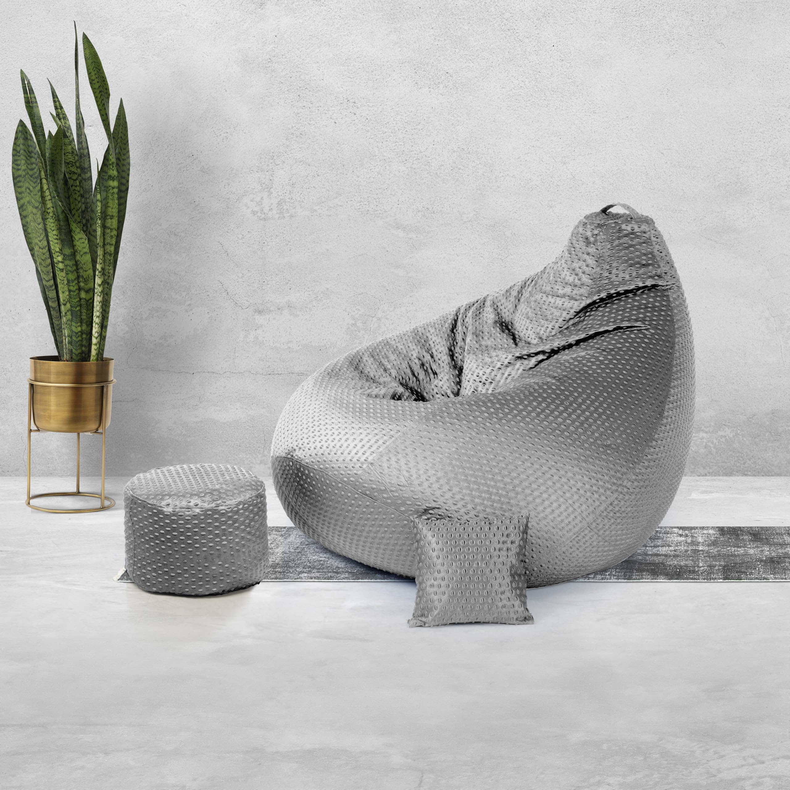 PlumpyBean Bag with Free Cushion and Footrest | 3XL Bean Bag Sofa Cover for Youngs | Breathable Bubble Fabric Bean Bag Chair for Superior Grip & No Sweating | Premium & Luxury Bean Bag | Silver (B0DJ5P9L8C) Amazon Price History, Amazon Price Tracker