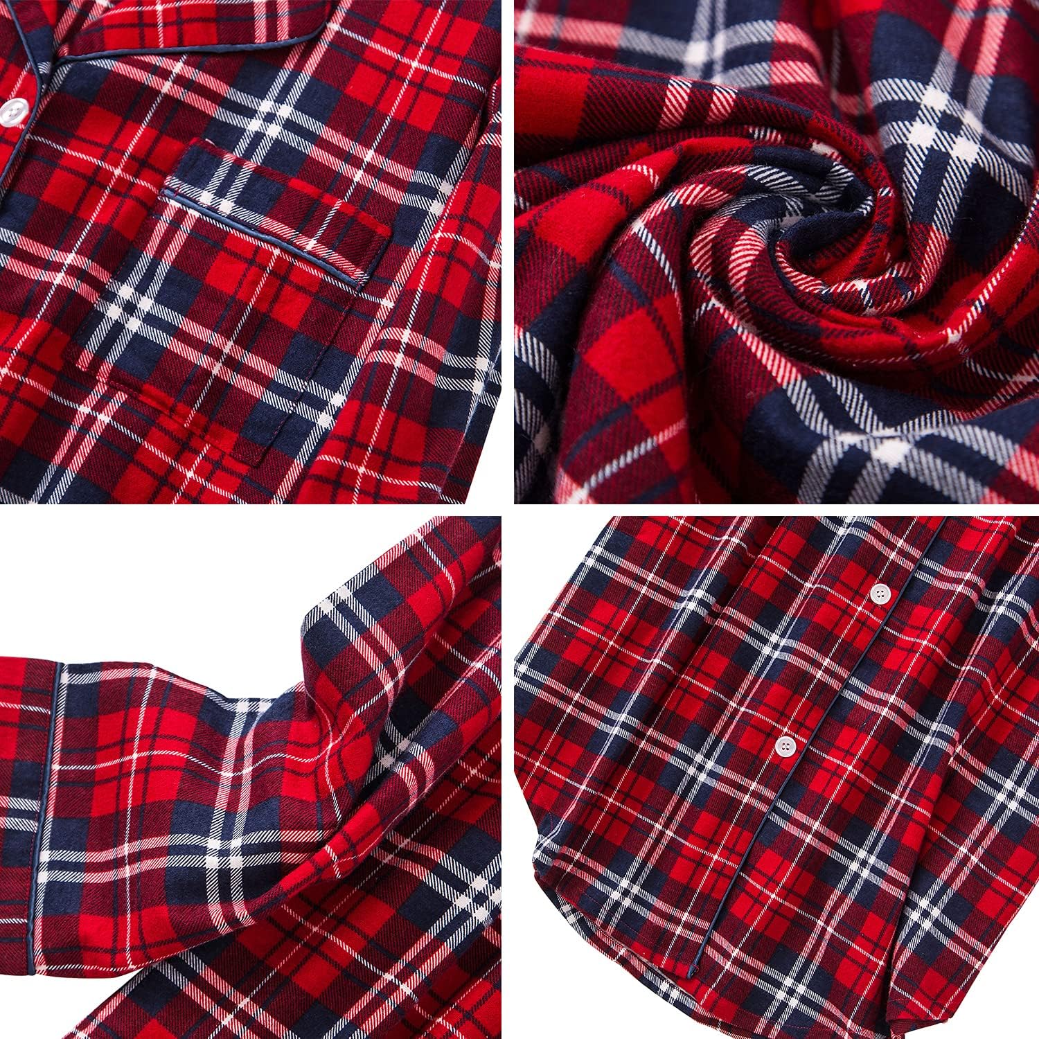 Shymay Women's Flannel Cotton Nightgown Button Down Nightshirt Long Sleeve Sleep Shirt Dress Sleepwear Pajama Top - Image 3