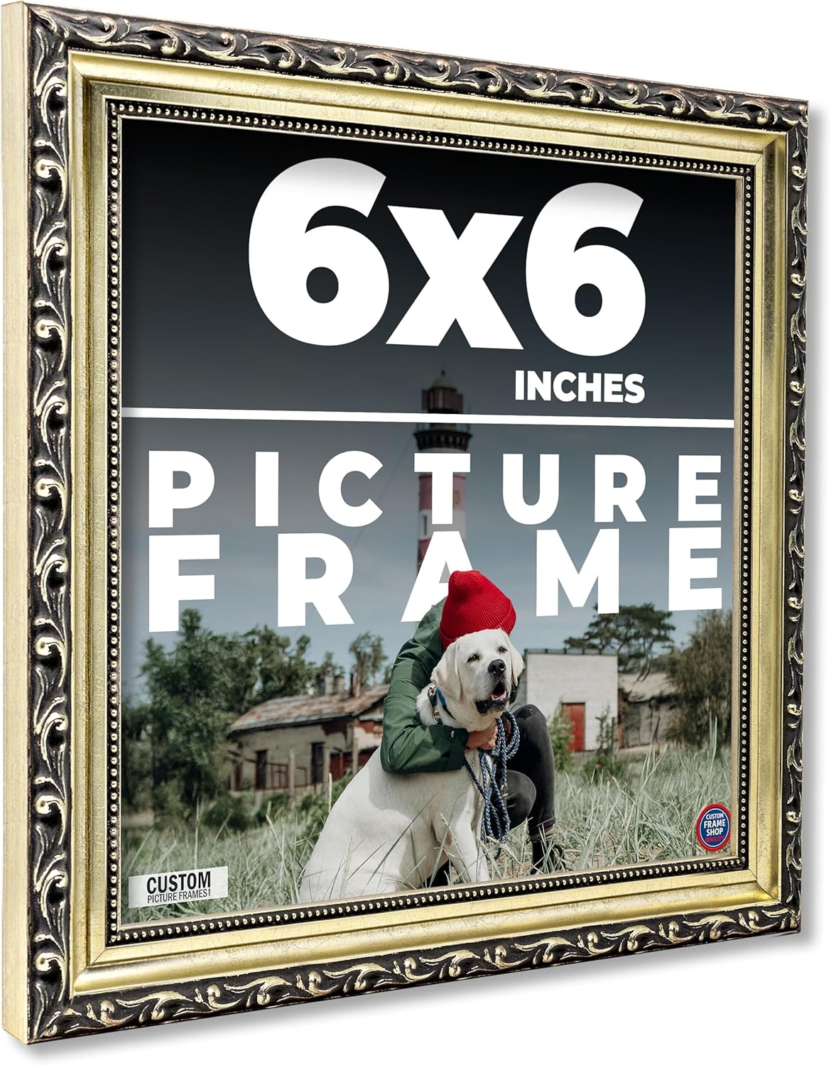 6x6 Frame Ornate Silver Solid Wood Picture Frame Width 1.125 Inches | Interior Depth 0.375 Inches | Willrick Traditional Frame with UV Acrylic Plexiglass, Foam Board Backing & Hanging Hardware