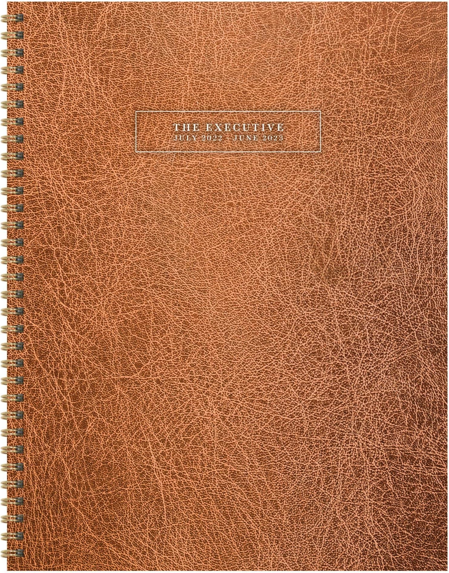 TF PUBLISHING Classic Leather Large Weekly Executive July 2022 - June 2023 College Planner/School Planner 2022-2023 | 2022-2023 Planner Weekly and Monthly Spread | Agenda 2022-2023 Tracker 9" x 11"