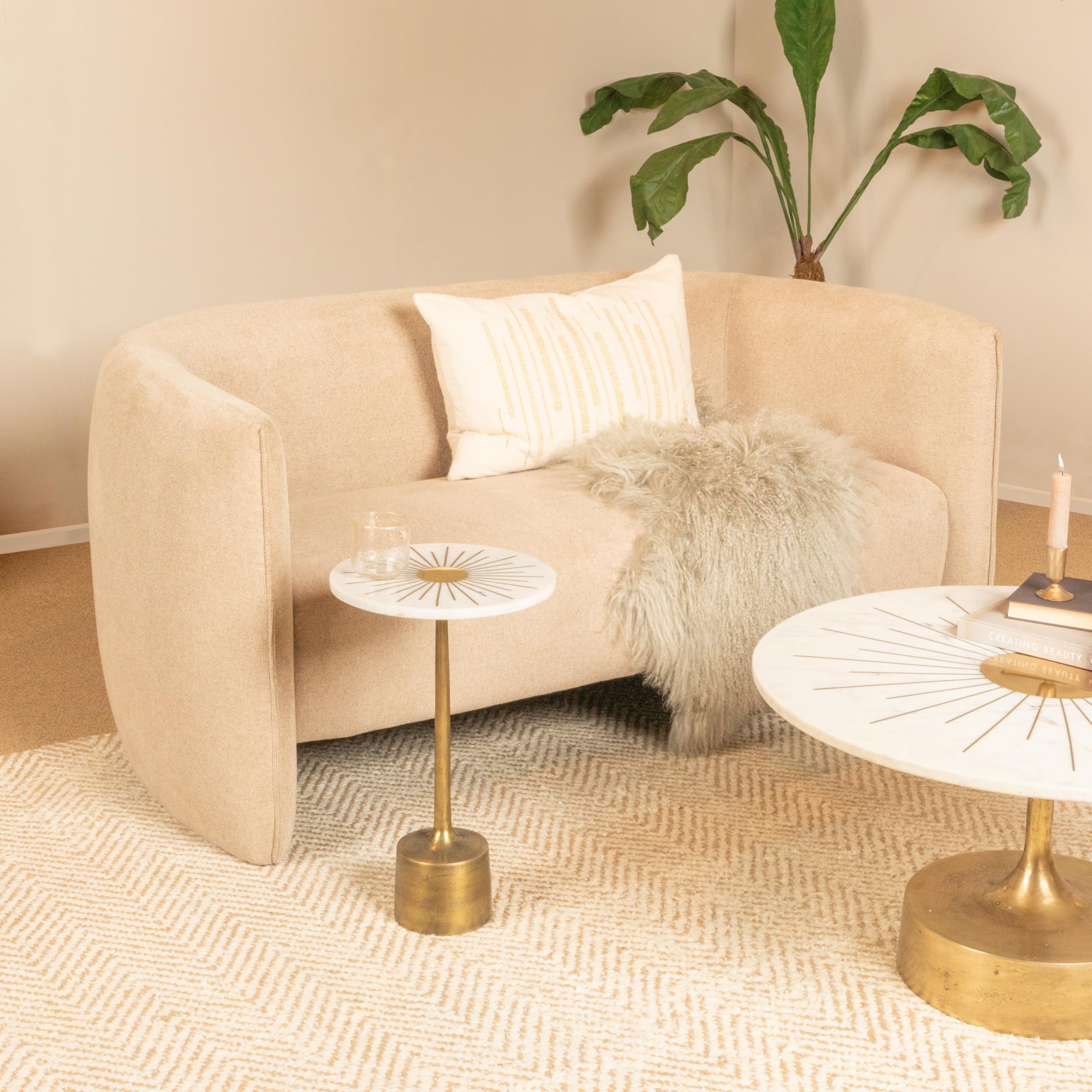 Creative Co-Op Luxe Aluminum and Marble Martini Table, Gold