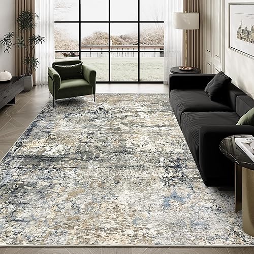 Miniatura 56 de Alfombras de área de 5 x 7 pies para sala de estar, antideslizante, lavable, resistente a las manchas, alfombra abstracta moderna de gran área