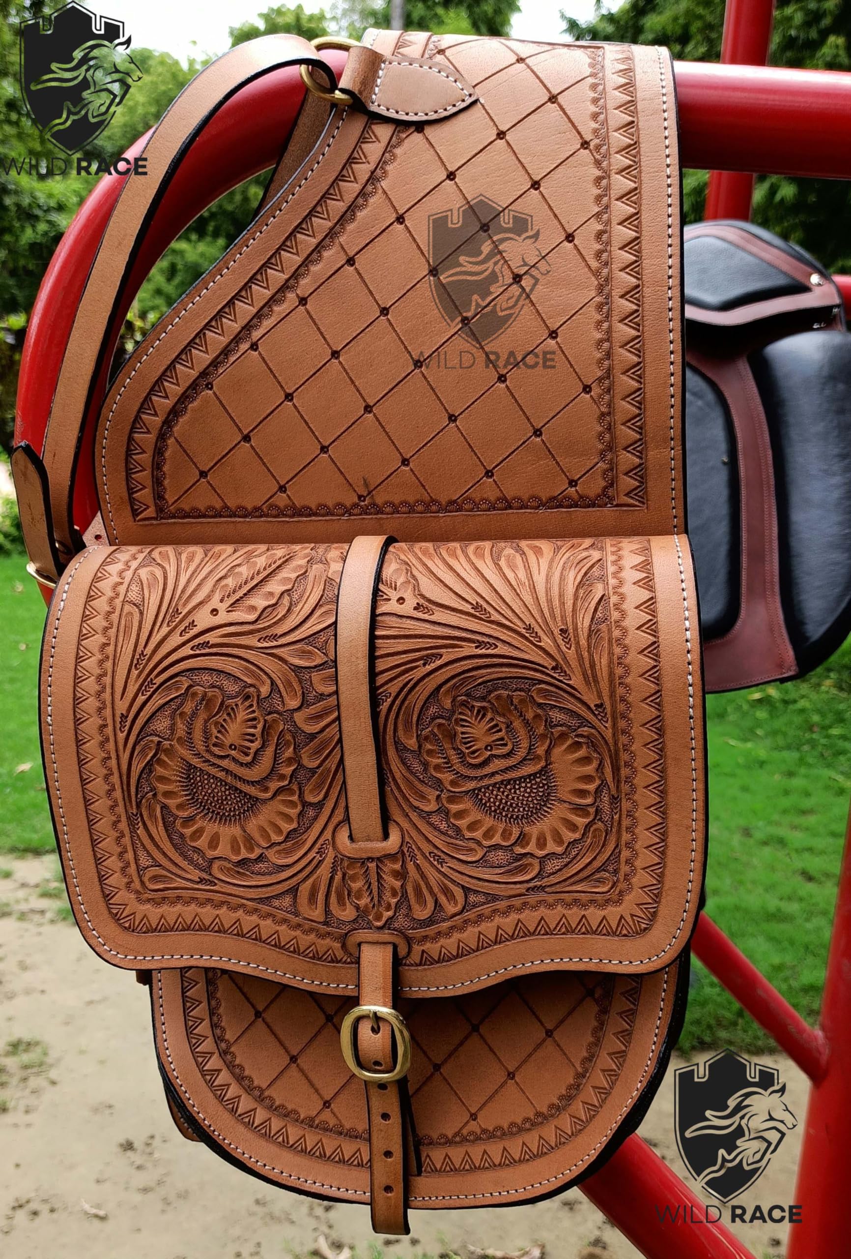 Western Horse Leather Saddle Bag Heavy Duty Traditional Trail Ride | Saddle Bag | Horse Saddle Bag | Western Saddle Bag | Leather Saddle Bags for Horses (Color-31)