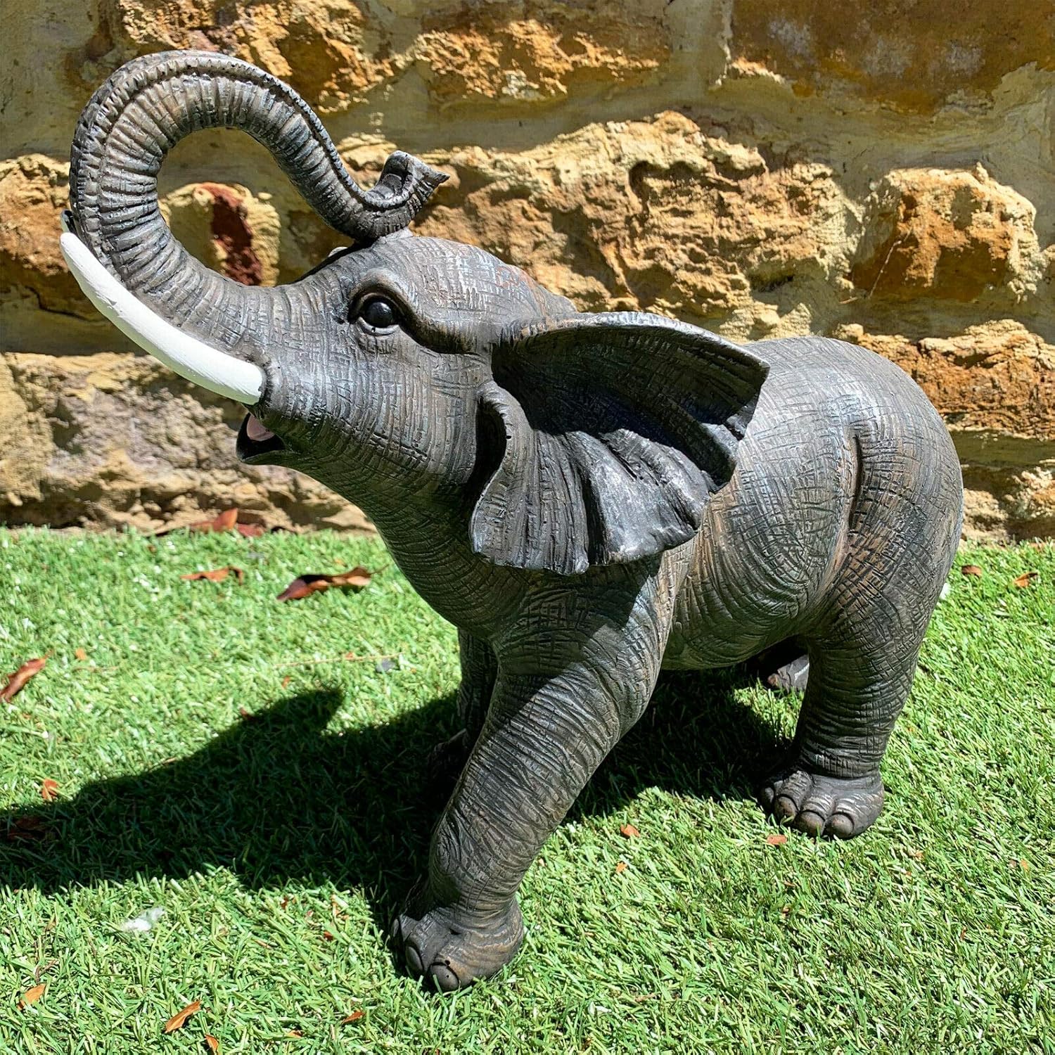 Darthome Ltd Grey Resin Lucky African Elephant Safari Garden Statue