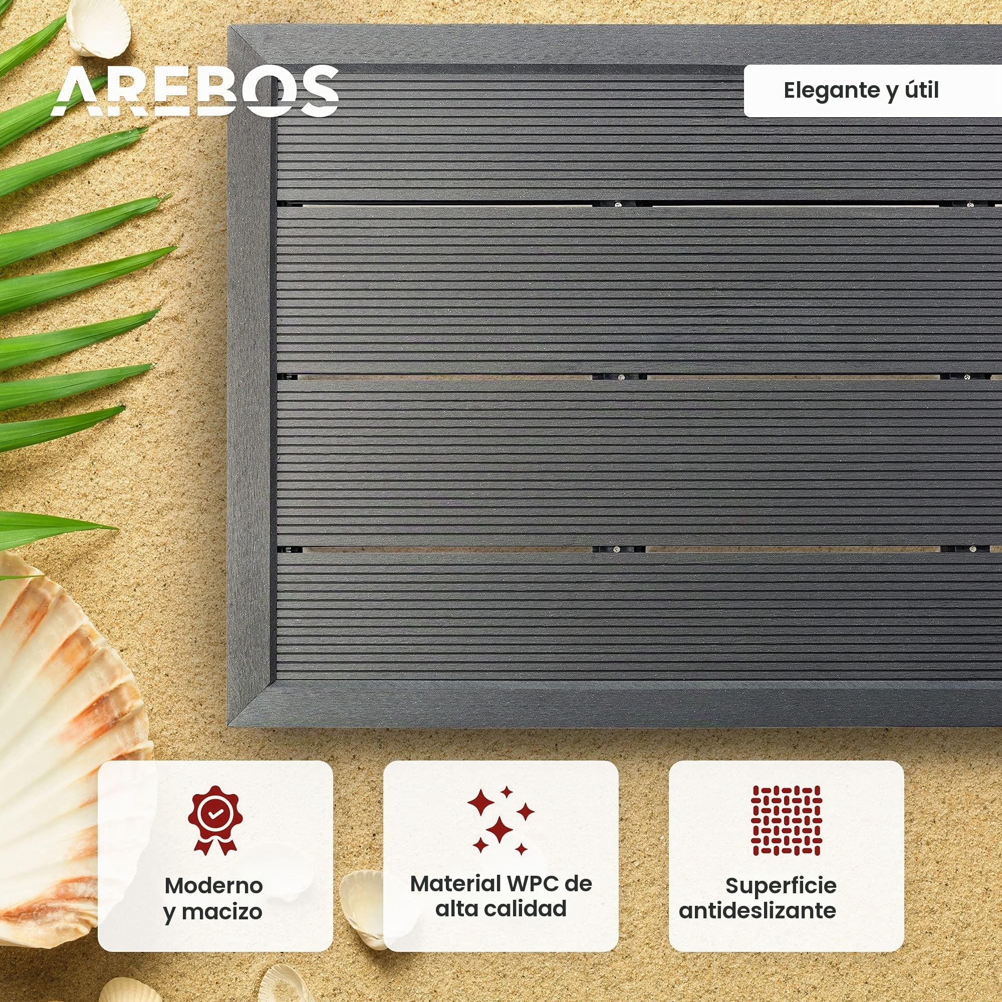 Arebos Ducha Solar 40 L con Base | Negro Premium | Base de Acero Antracita | Ducha de Mano Desmontable | Ducha Exterior jardín