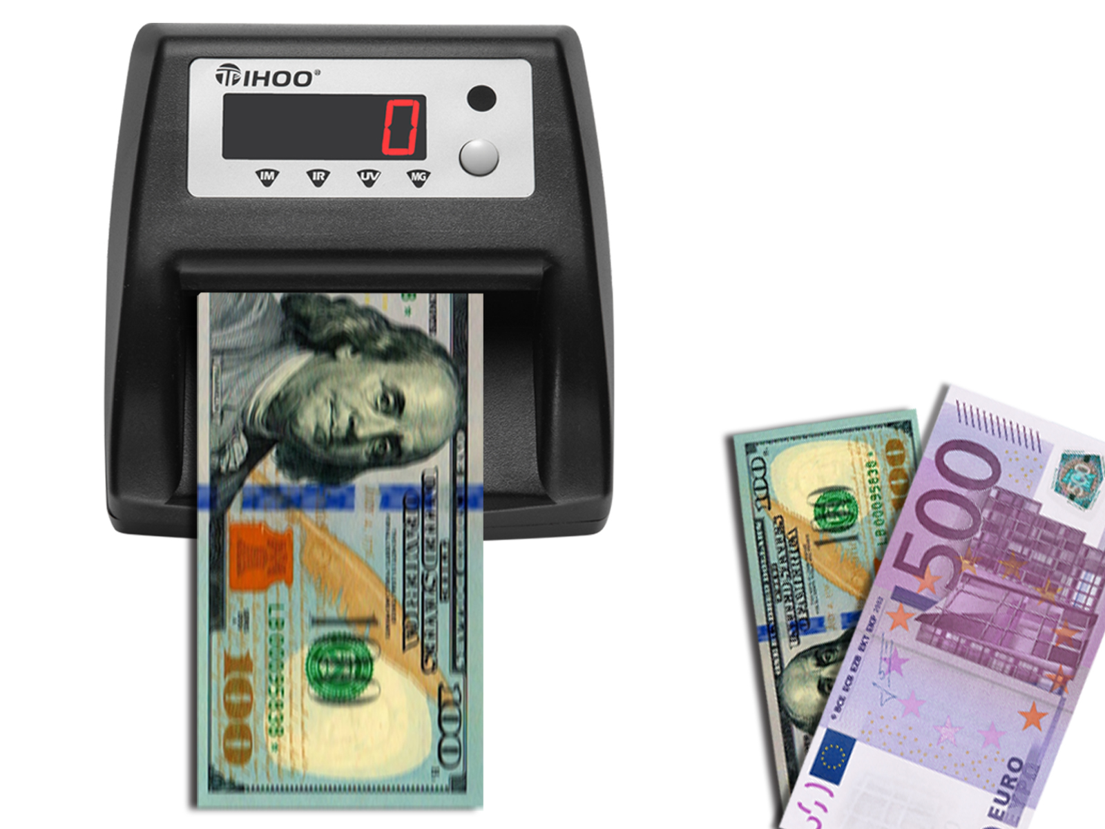 Contador De Dinero Automatic Money Counter With Counterfeit Detection - UV,  MG, IR, Size Check For USD & EUR, Value Display Coin Counter