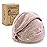 myHomeBody Hair Towel Wrap, Luxury Quick Drying Turban, Ultra Soft Absorbent Charcoal Fiber Cap, with Coconut Shell Button - Pink