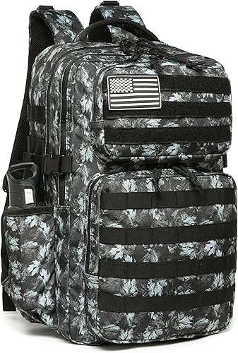 Vista 31 de Wotony Mochila Táctica Militar para Hombres Impermeable Mochila de Día Paquete de Asalto de 3 Días Bolsa Molle con Soporte para Botella de Agua Negro