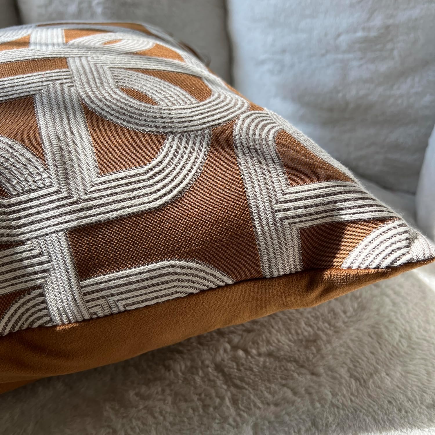 Premium Throw Pillow Covers – Jacquard Decorative Pillowcases with Modern Elegant Design for Couch, Sofa, Bed – Luxury Cushion Covers, Horse Brown (Set of 2, Brown 1, 18" x 18")