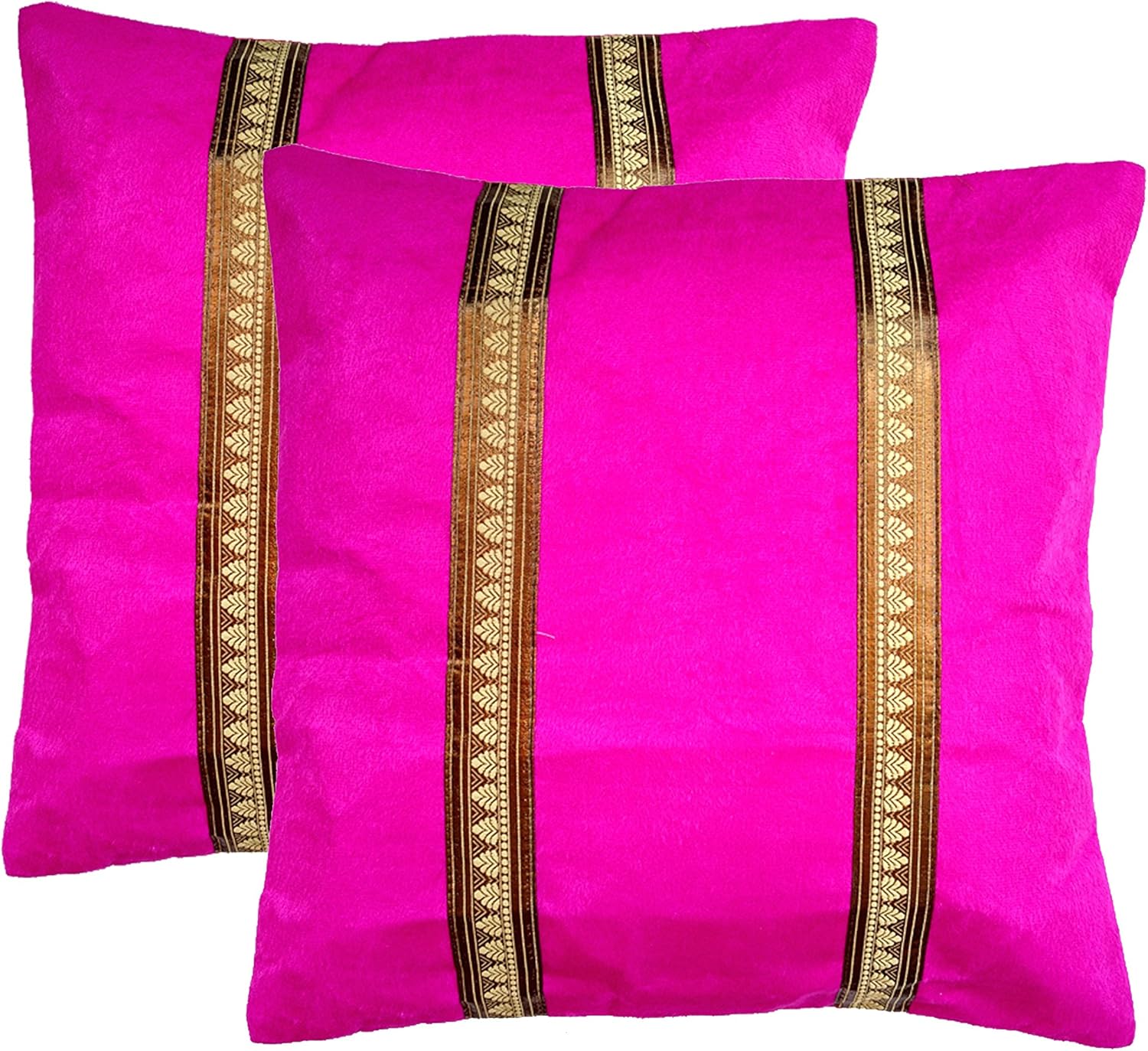 Rastogi Handicrafts Home Bed Cushion Cover Sofa Velvet Throw Pillow Zari Brocade Pretty Accent 16" Multi Colored Set of 5