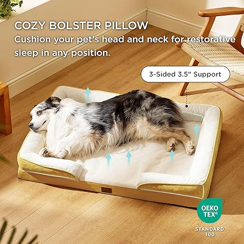 Miniatura 170 de Bedsure - Cama ortopédica XXL para perros, sofá cama lavable para perros gigantes, espuma de soporte con funda extraíble y lavable, forro Marrón