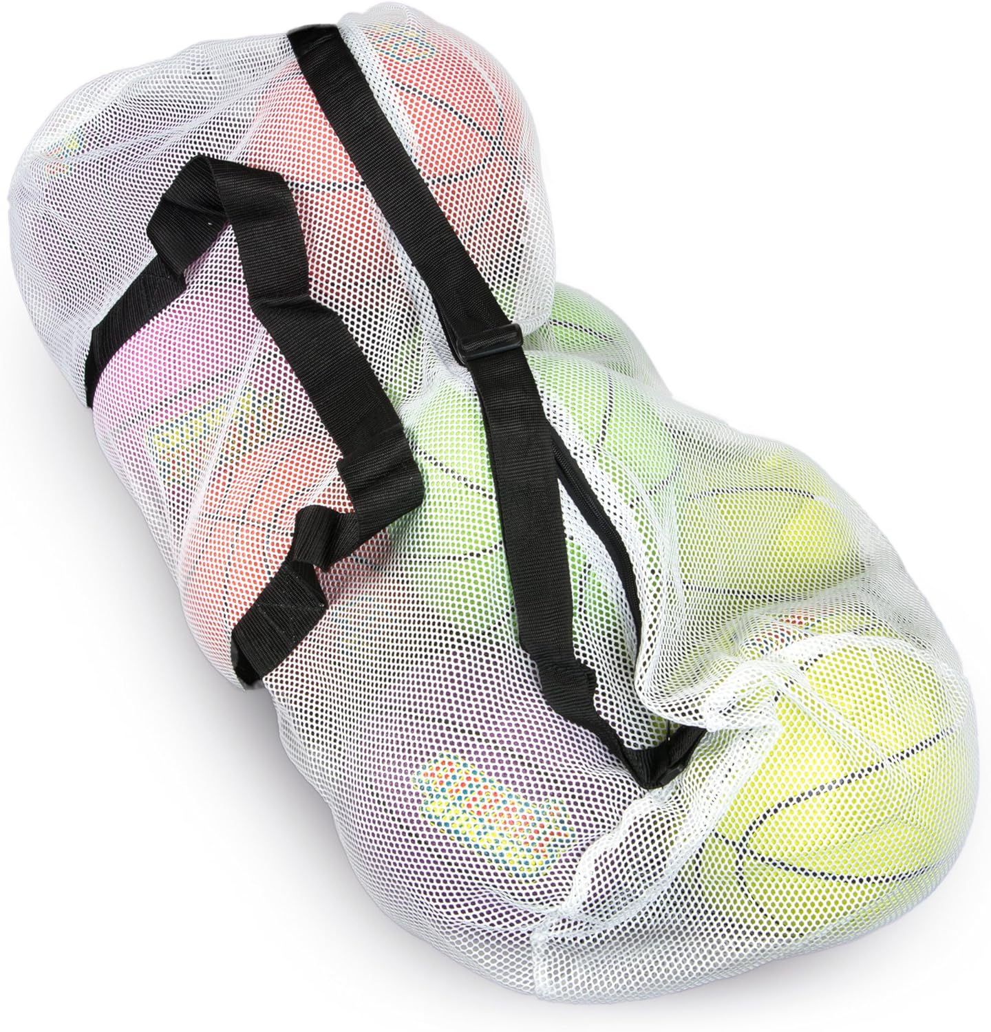 Crown Sporting Goods 39" Mesh Sports Ball Bag with Adjustable Shoulder Strap, Oversize Duffle - Great for Carrying Gym Equipment, Jerseys, & Laundry (White) : Sports & Outdoors