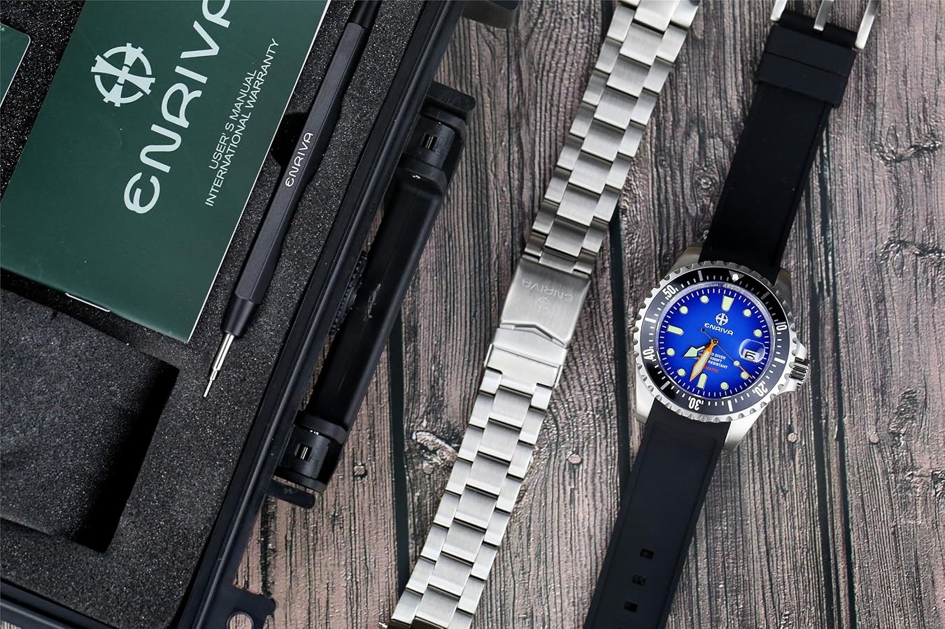 ENRIVA 自動巻きダイバーウォッチ 1000m防水 ENRIVA ダイバーズウォッチ 逆回転防止ベゼル（セラミック）自動