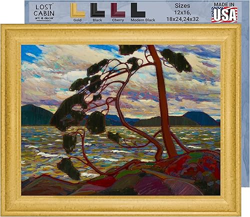 Miniatura 14 de Lost Cabin A Northern Lake 1911 de Tom Thomson | Impresión en marco plano negro | Reproducción de pinturas de obras de arte finas | Póster enmarcado