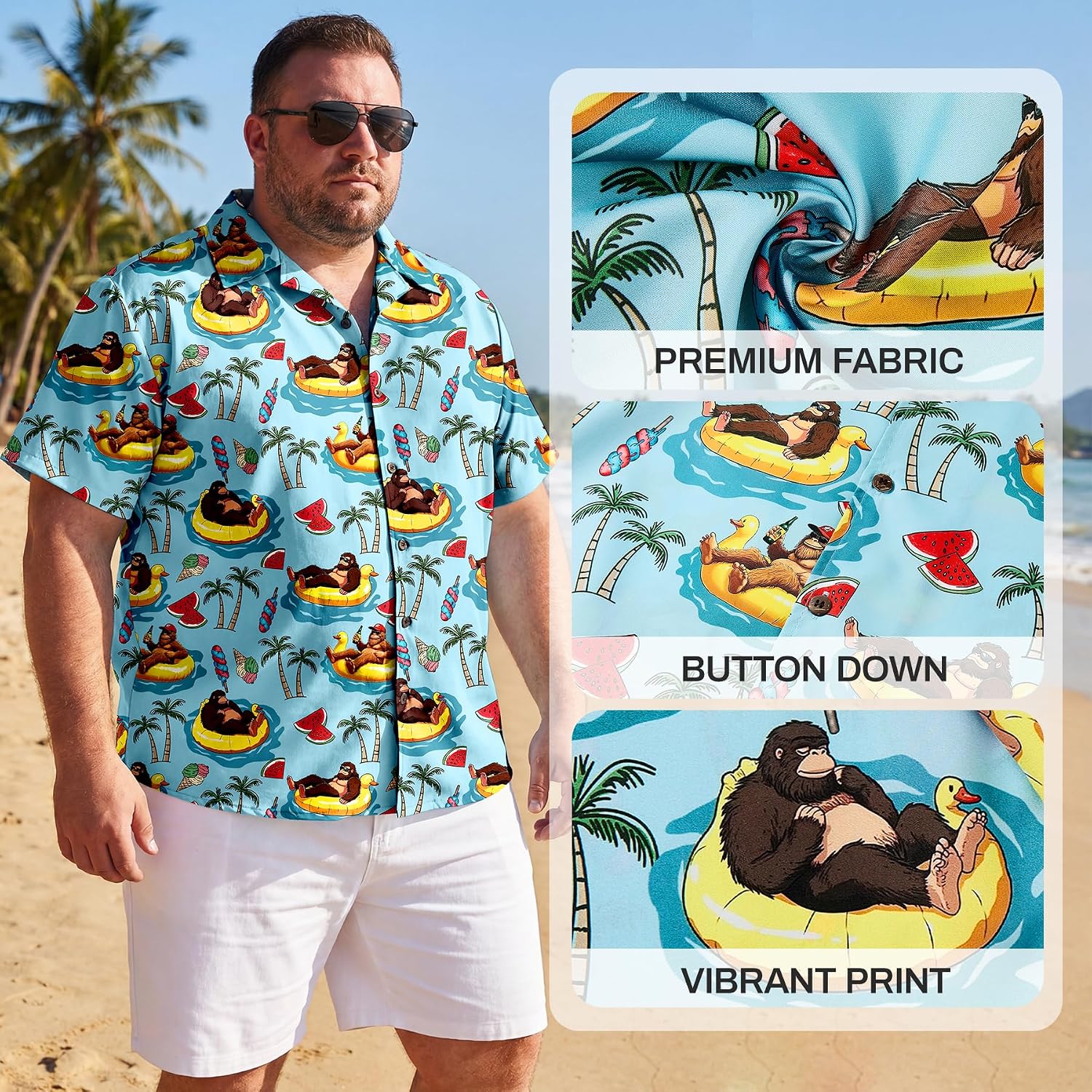 American Trends Big and Tall Hawaiian Shirts for Men Short Sleeve Plus Size 4XL 5XL 6XL, Relaxed Fit Vacation Beach Wear image 5