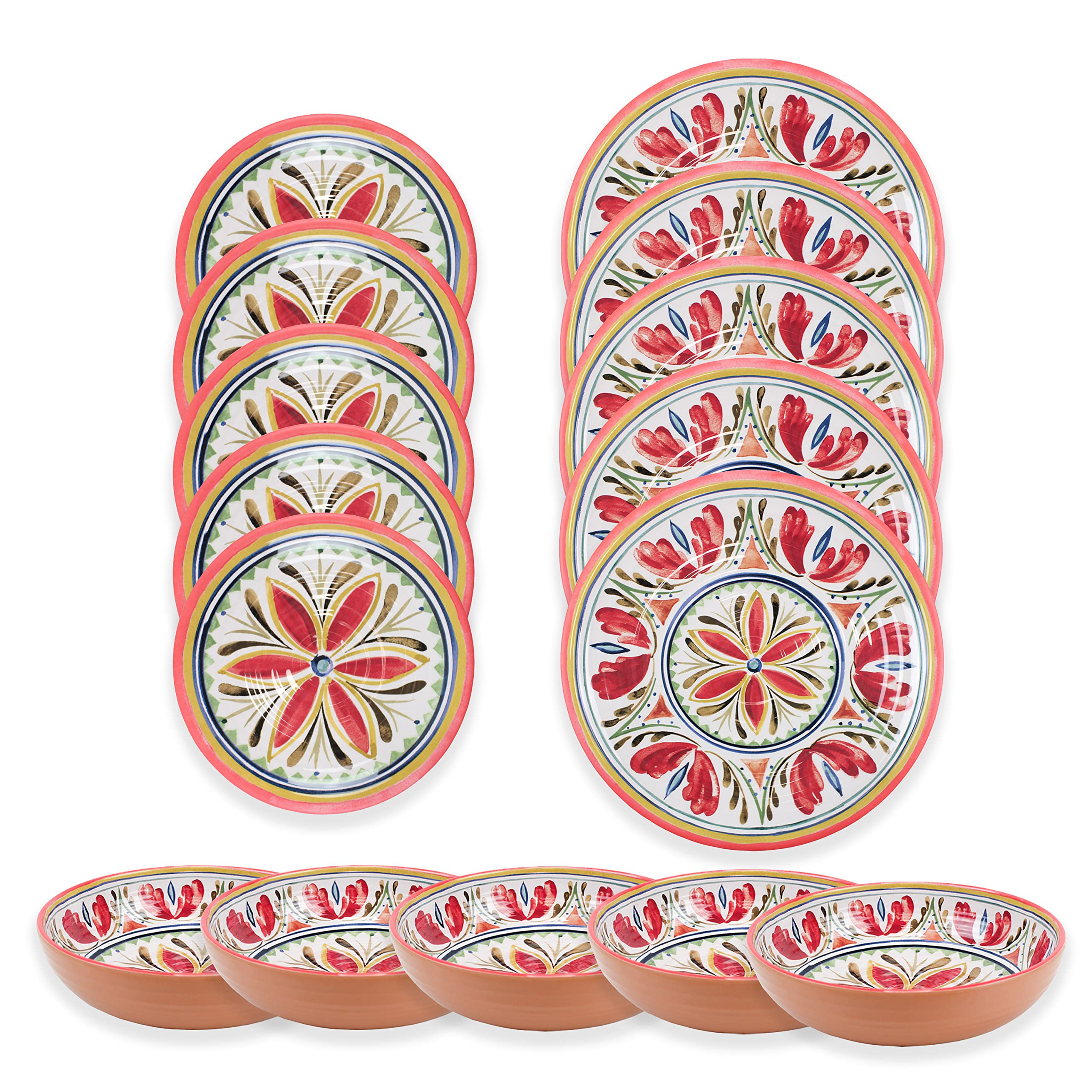 Purely Home Mediterranean - Outdoor/Camping/Picnic - Melamine/Plastic Dinnerware Set (15)