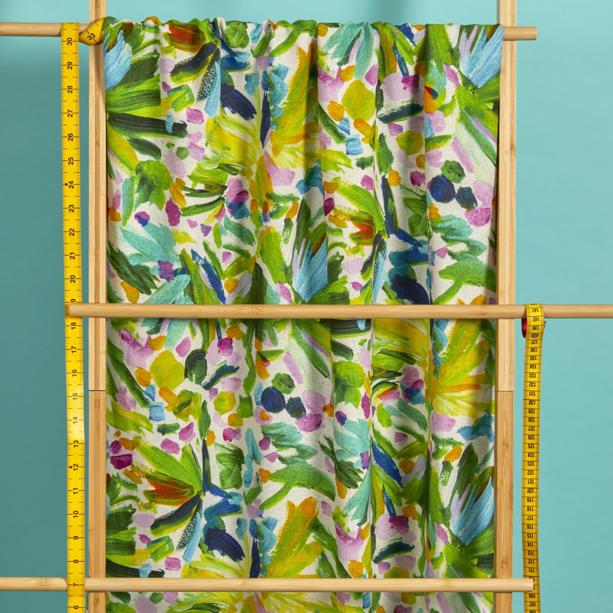 Minerva Exklusiver Brushstroke Blooms Leinen-Viskose-Mischgewebe, Meterware