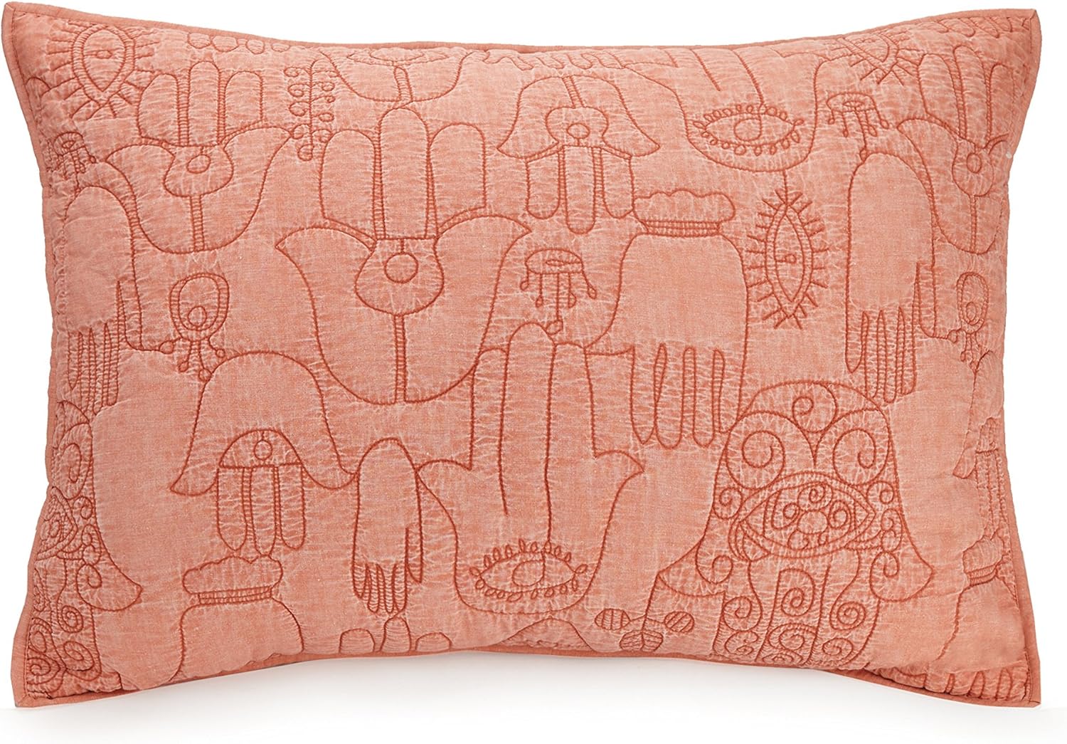 Jungalow Hamsa 3-Piece Quilt Set - Lightweight Coverlet Set, Quilted Bedding Set with Shams, All Seasons, King Size, Blush