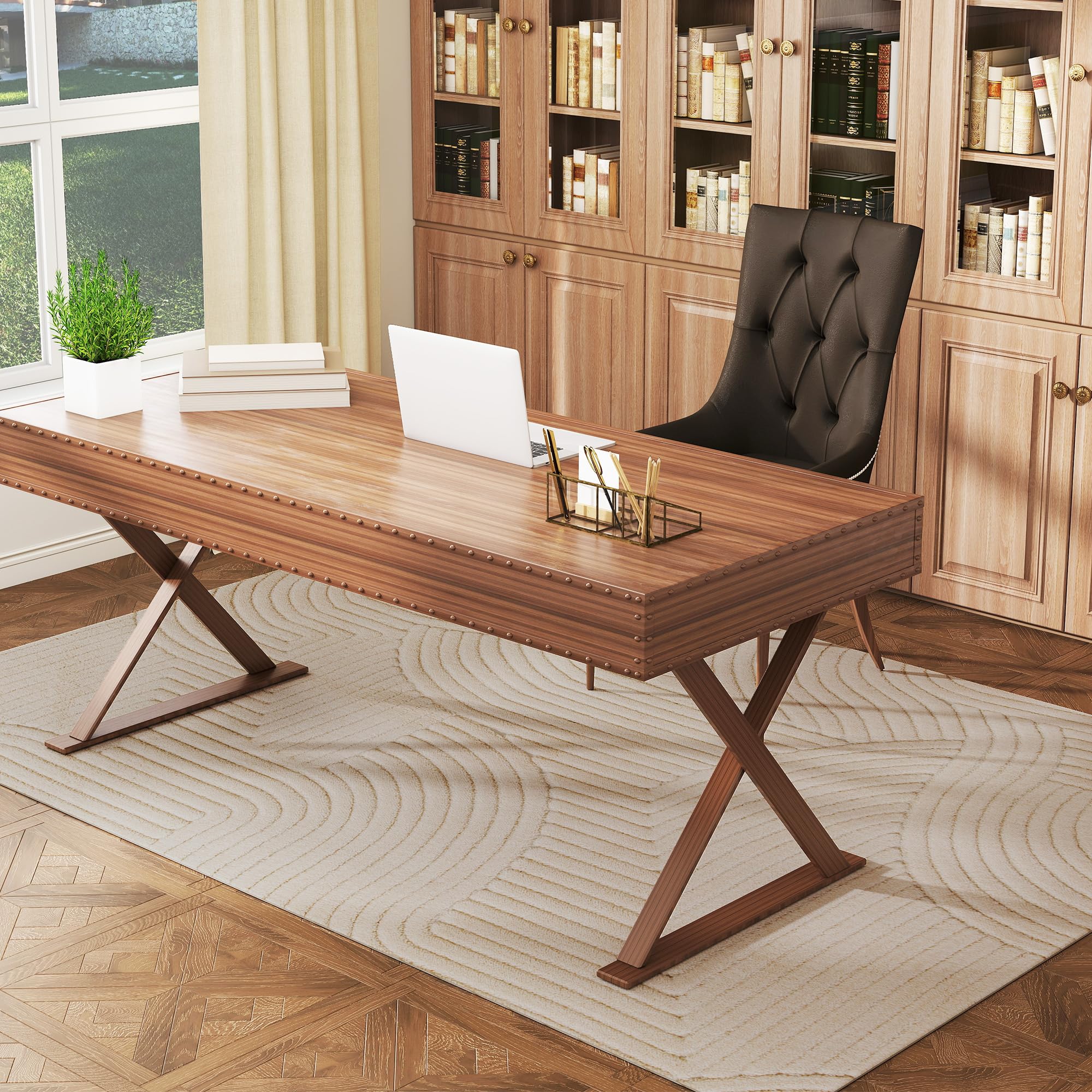 HOMCOM Tappeto Moderno Antiscivolo in Poliestere e Cotone, Tappeto Pelo Corto con Design di Linee, per Soggiorno, Camera da Letto, Sala da Pranzo, 230x160x1.7 cm, Crema