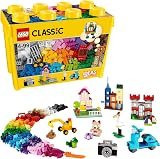 LEGO Classic Large Creative Brick Storage Box Set, Building Toys for 4 Plus Year Old Boys & Girls, Creative Construction Kit with Windows, Doors, Wheels and a Green Baseplate, Gift for Kids 10698 - 1