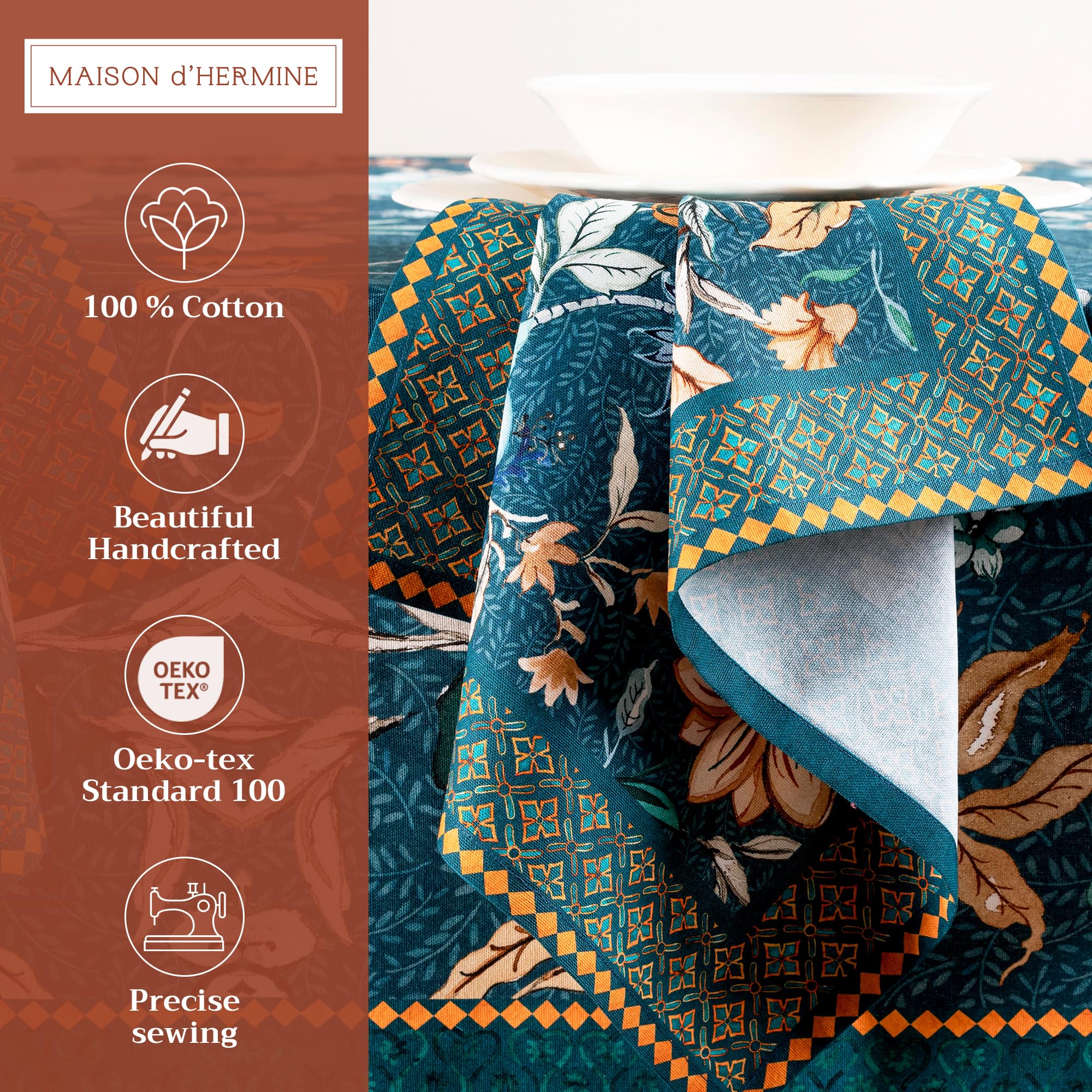Maison d' Hermine Cloth Napkins Set of 4 100% Cotton Everyday Reusable Square Napkins Cloth Washable Dinner Party Wedding Restaurant Gifts for Mothers Day (Luxury Loft - Image 2