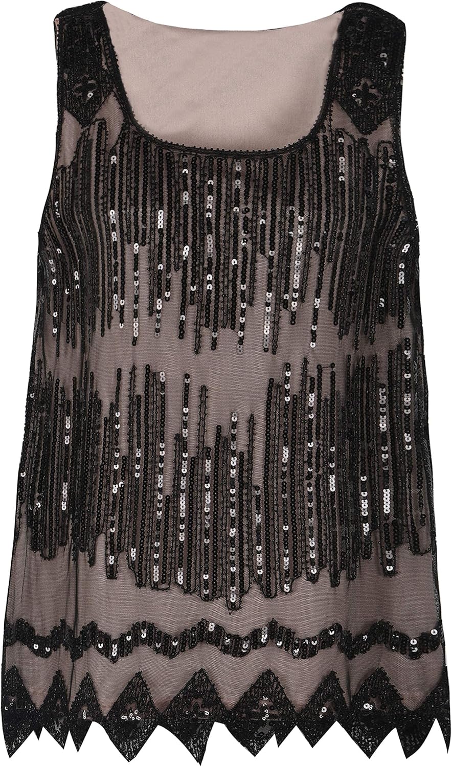 PrettyGuide Women's Sequin Top Flowy Sparkly Cocktail Tank Party Dressy Tops - Image 3