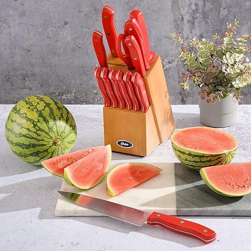 Miniatura 5 de Oster Scottsdale - Juego de cuchillos de cocina de acero inoxidable (14 piezas), color rojo