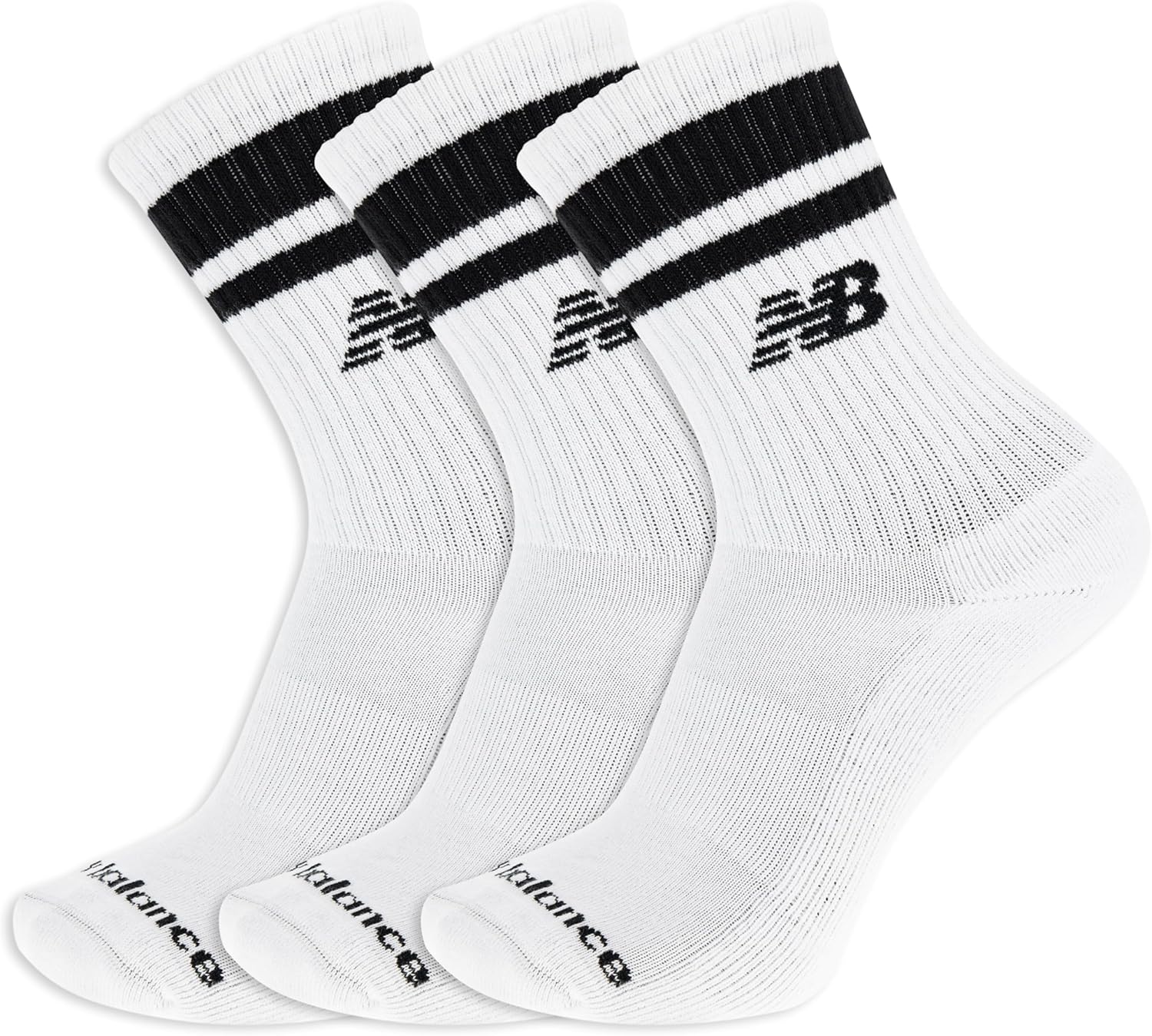 New Balance Unisex Adult Organic Cotton Crew & Mid-crew Socks - 3 Pairs - Arch Support