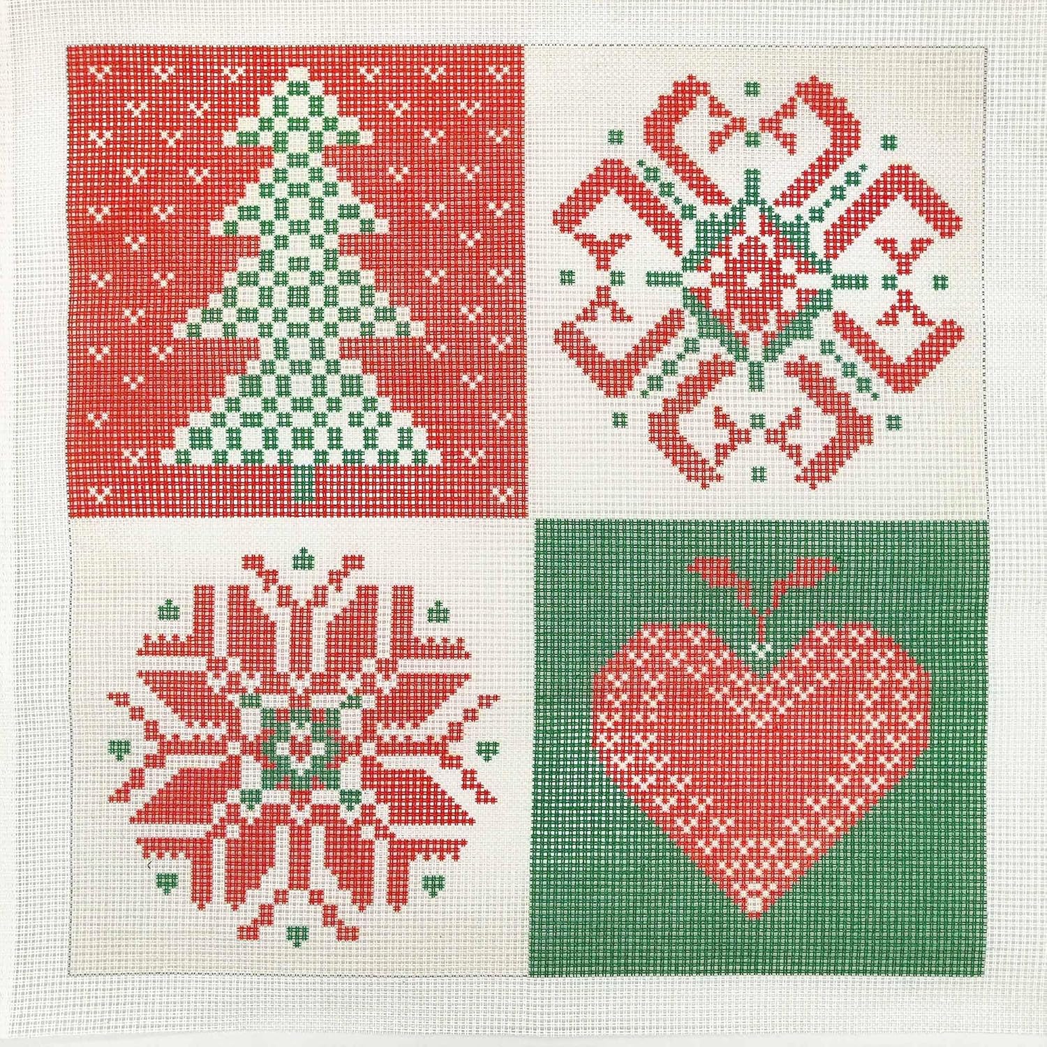 Howie's Needlepoint Needlepoint Kits for Adults, Christmas Pillow Front Cross Stitch Kit with Embroidery Pattern on Canvas, Yarn, 2 Needles and Instruction, 16 x 16inch(Christmas Puzzle)