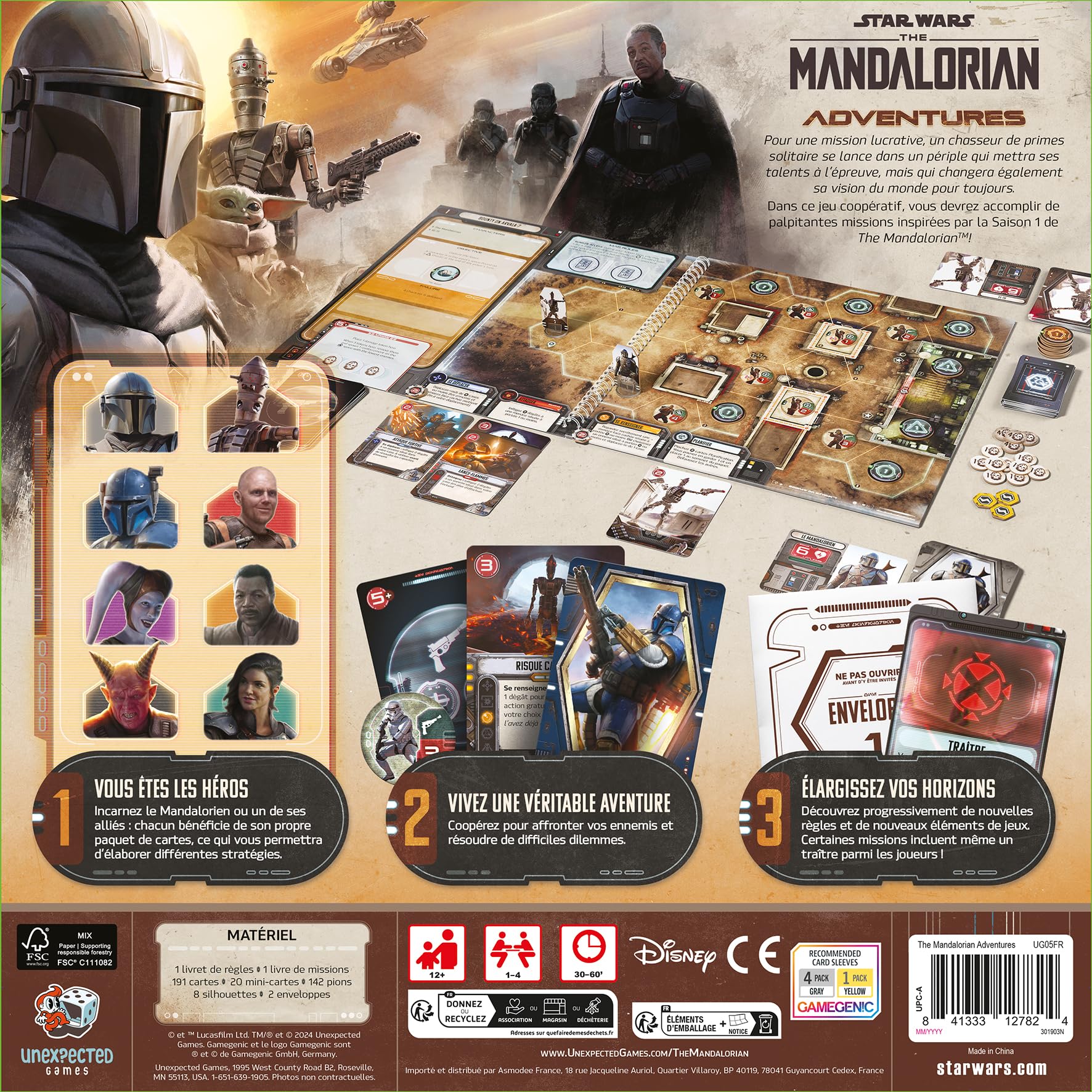 Asmodee Niespodziewane gry Star Wars - The Mandalorian Adventures - Gry planszowe - Gry planszowe - Gra kooperacyjna dla dorosłych i dzieci od 12 lat - od 1 do 4 graczy - wersja francuska