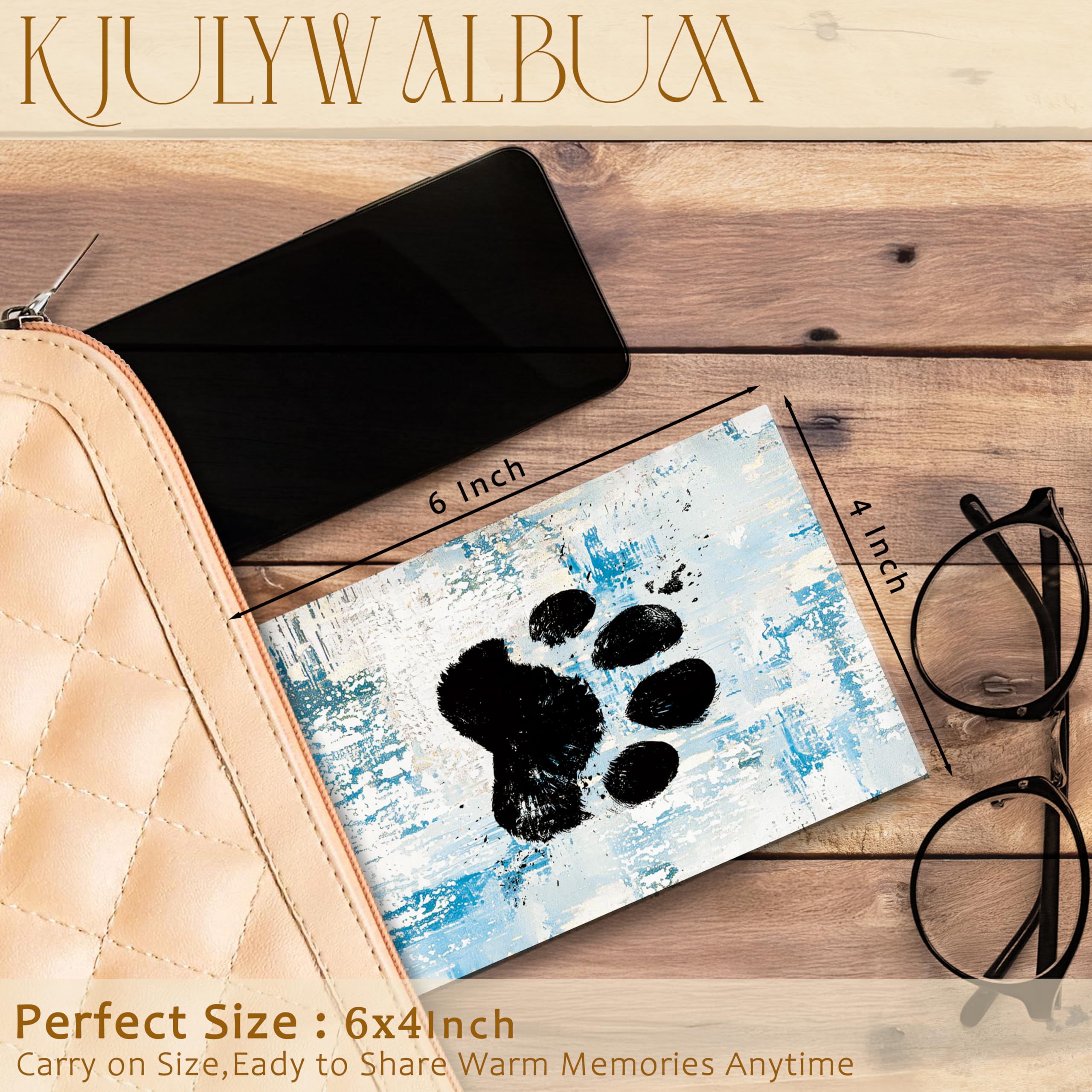 Álbum de fotos de perro de 4 x 6 pulgadas, regalos para amantes de los perros, diseño abstracto azul, pequeño álbum de fotos para 18 bolsillos, con capacidad para 36 fotos, álbum de fotos para