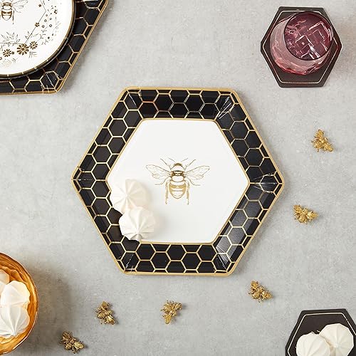 Miniatura 6 de C.R. Gibson Honeycomb Hive - Platos llanos dorados (TW12-25361), medianos, 8 unidades