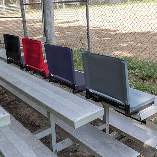 Miniatura 9 de Home-Complete Asiento de grada, cojín de asiento de estadio con bolsillo y portavasos, silla deportiva portátil ancha, asientos de estadio con