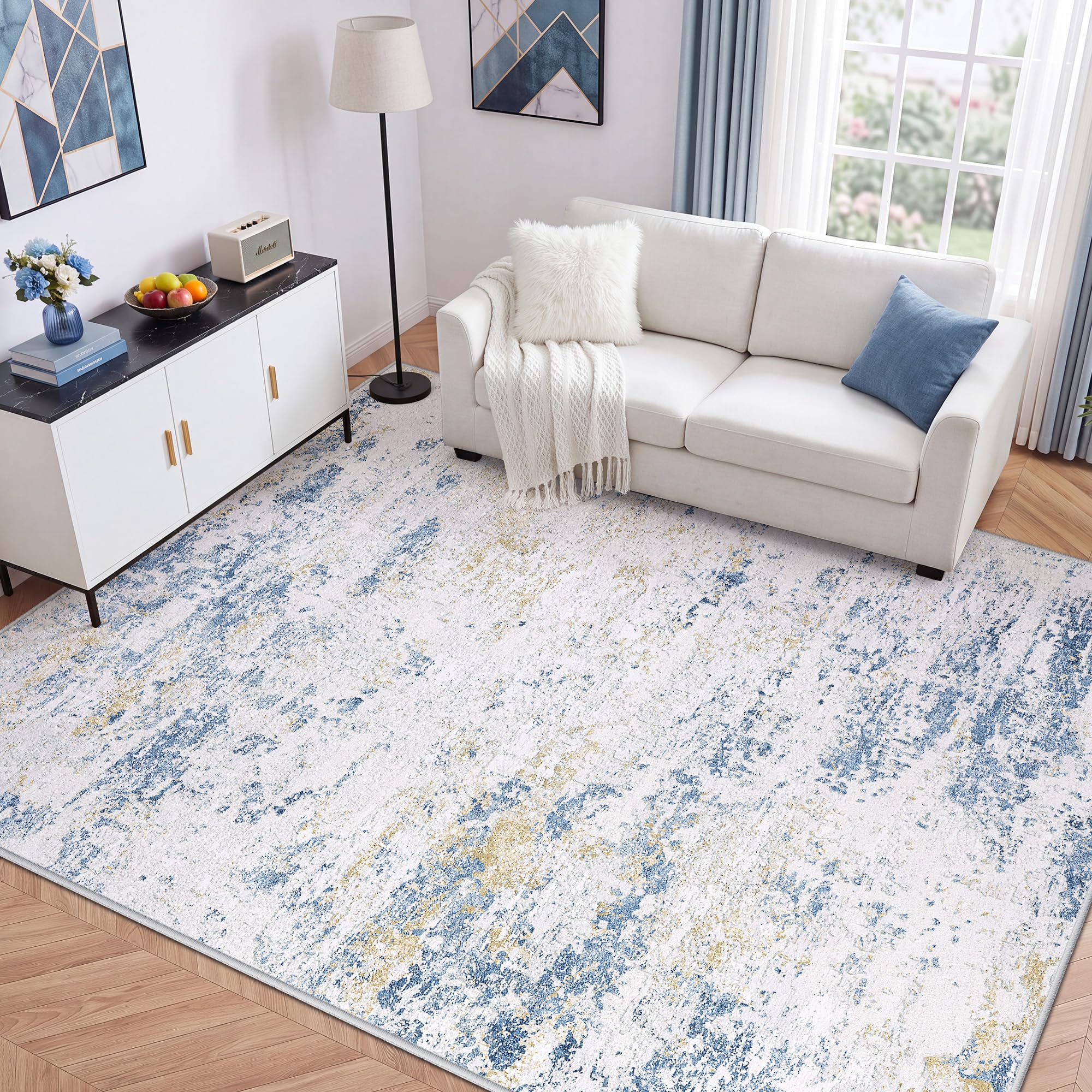 View 1 of ****SIZE UNKNOWN******LIVELYGLOW 5x7 Washable Area Rug for Living Room, Non-Slip Carpet