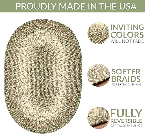 Miniatura 5 de Super Area Rugs Braided Rugs Farmhouse - Alfombra trenzada Ridgewood para sala de estar, reversible, para interiores y exteriores, fabricada en