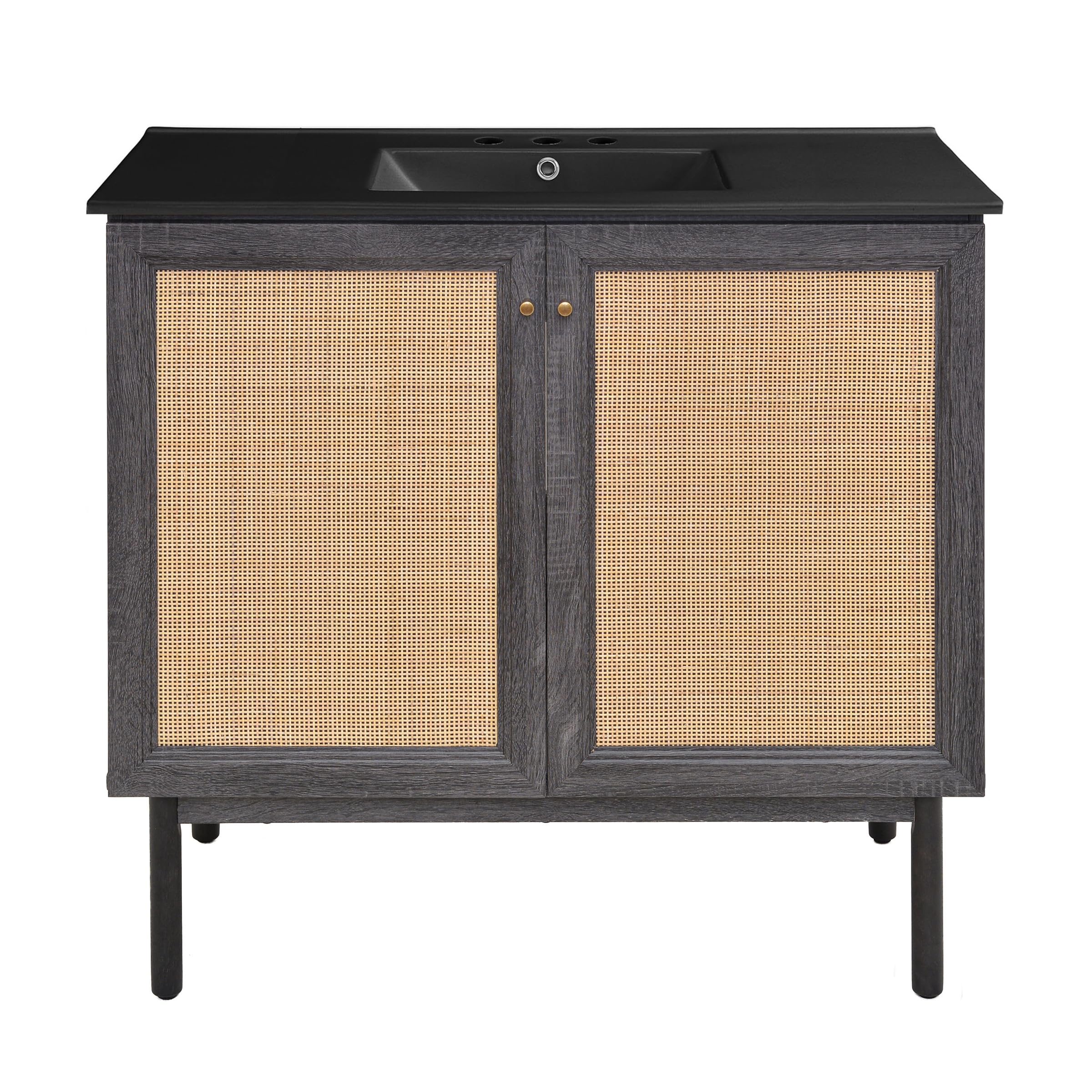 Swiss Madison Classe 36 in. Black Oak Bathroom Vanity with Black, 3-Hole Ceramic Sink Top