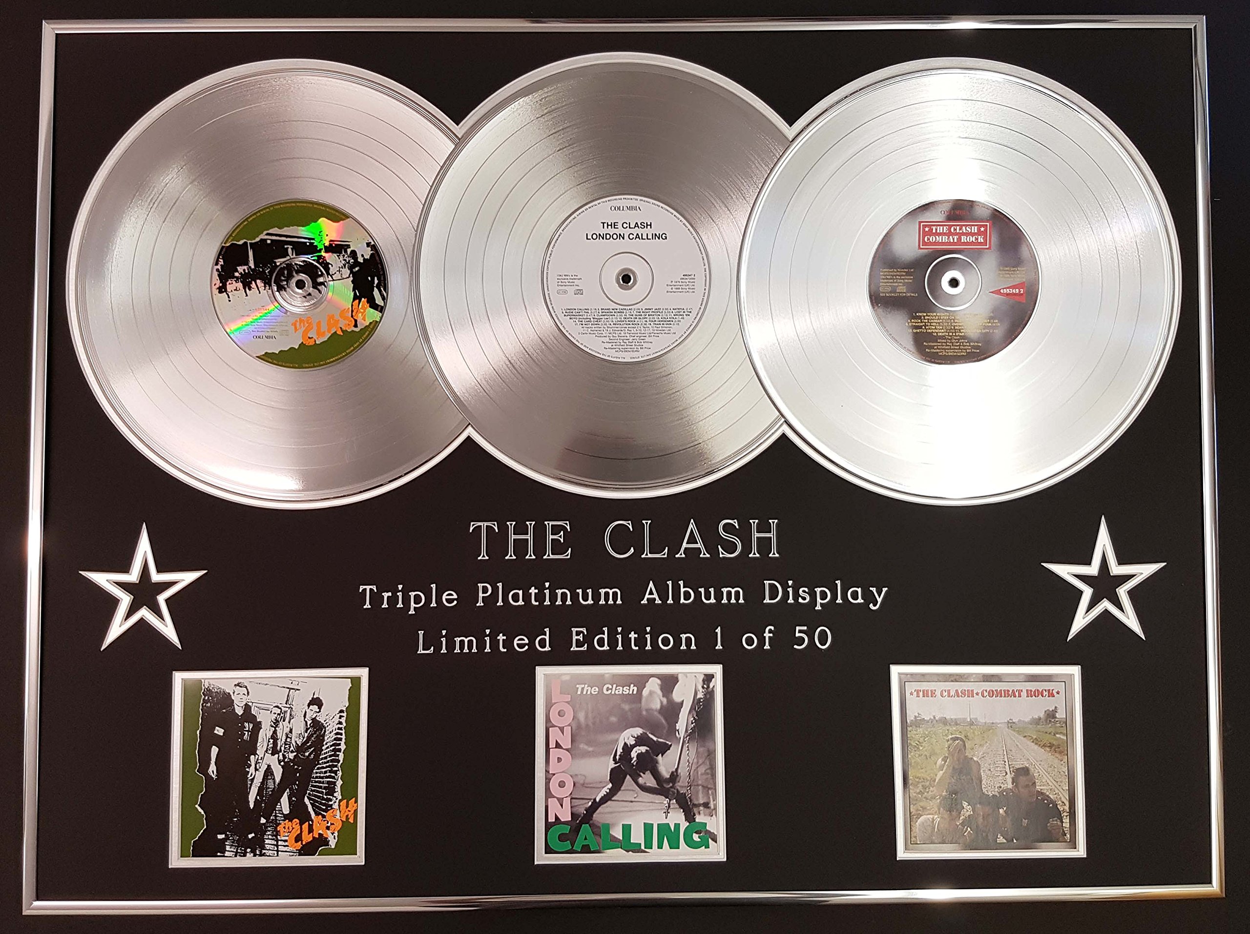 Platinum Triple Record Silver The Clash/Triple Platinum Album Display/The Clash + London Calling + Combat Rock/Coa