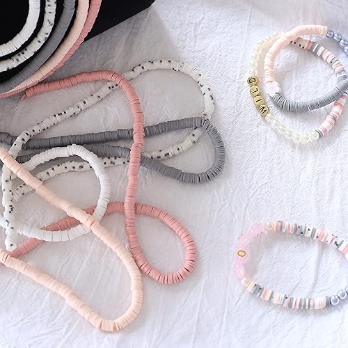 Miniatura 4 de 10 hebras de cuentas de arcilla para hacer pulseras, 3600 cuentas de arcilla polimérica, cuentas Heishi planas, redondas, coloridas, hechas a mano,
