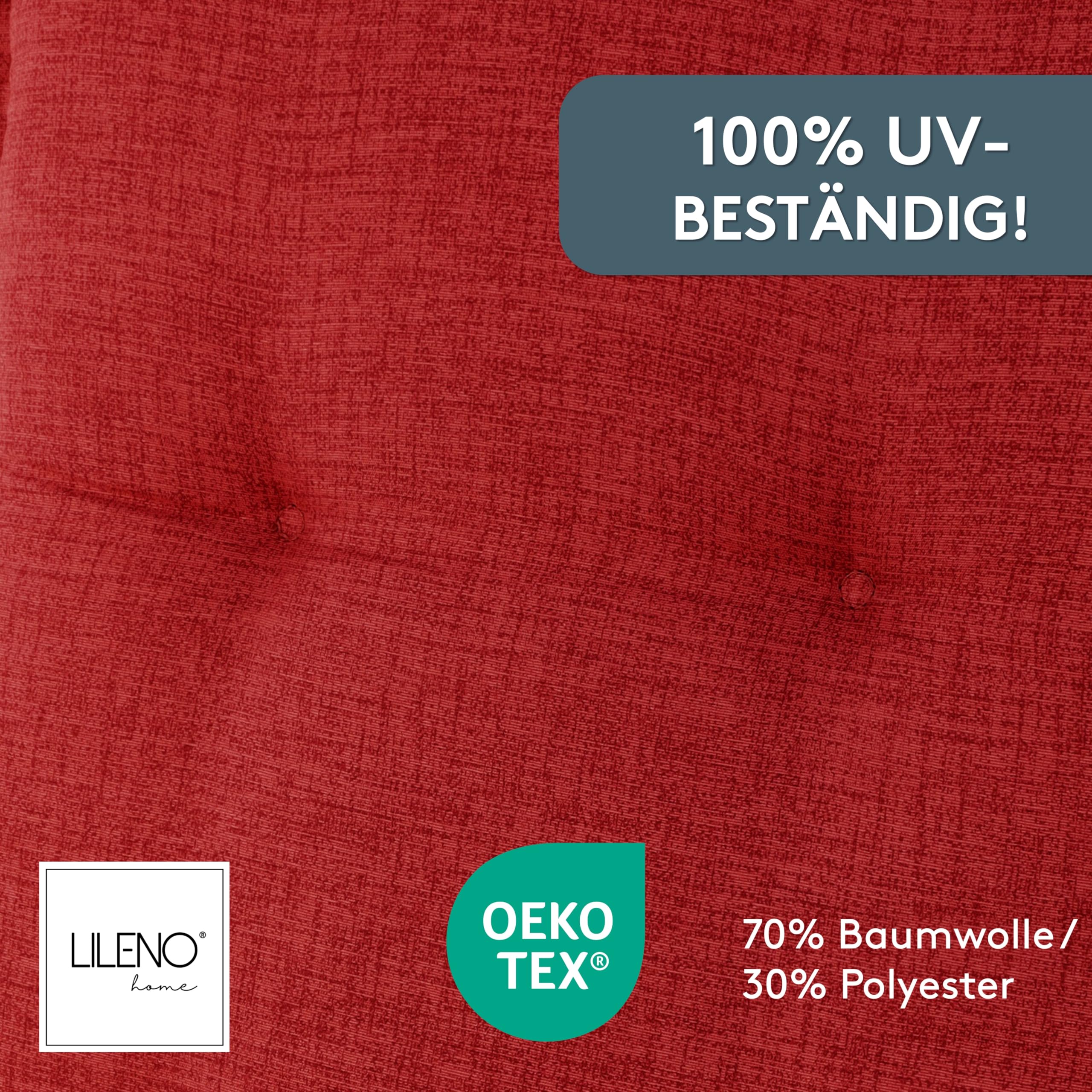 LILENO HOME Set di 2 cuscini per sedia da giardino con schienale alto, colore rosso, comodi cuscini per sedie da giardino e sedie pieghevoli