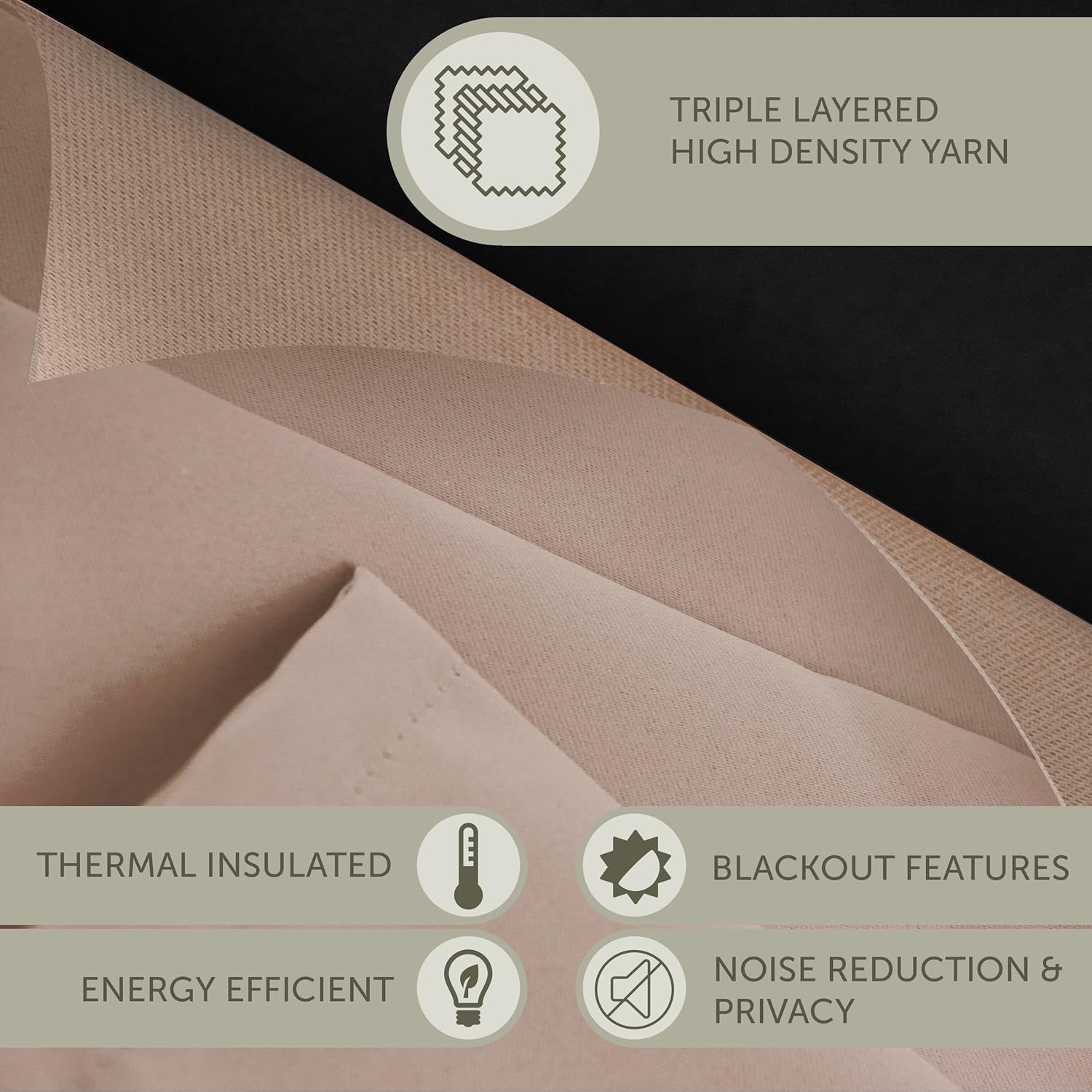 Rod Desyne Window Thermal Isulated Blackout Curtain with Metal Grommet, 96" x 108", Beige - 1 Panel